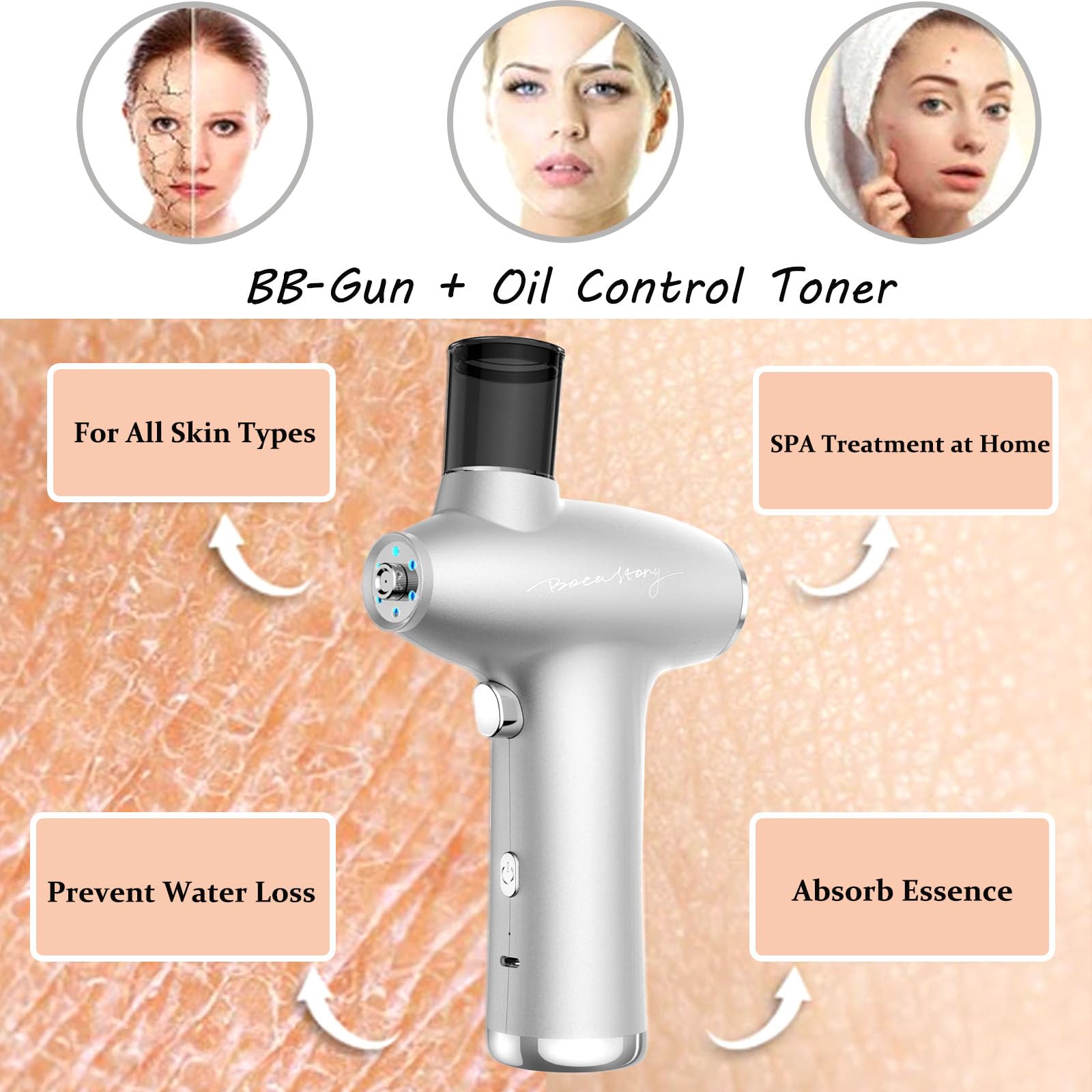 Professional Facial Steamer with Nano Hydration & Oxygen Spray - Deep Cleansing, Skin Tightening & Serum Absorption Booster | Red & Blue Light Therapy for Home Spa (Silver) | Perfect for Daily Skincare Routine & Relaxation