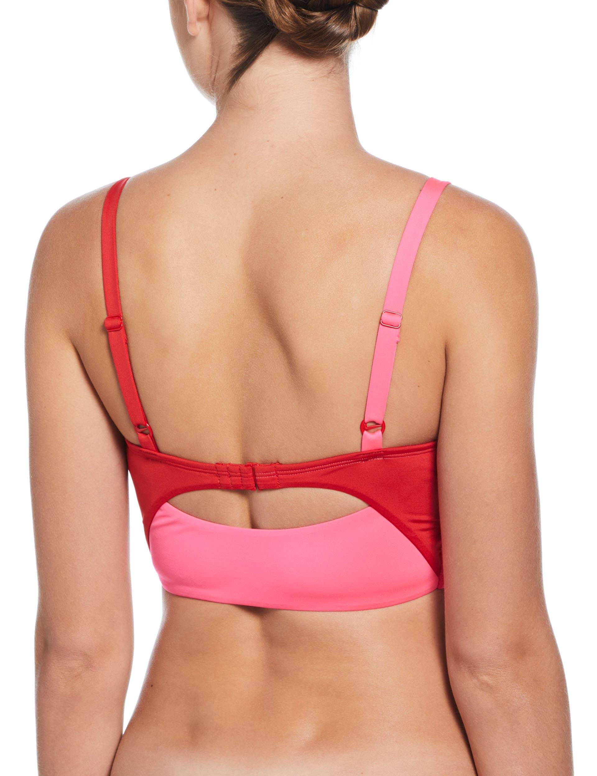 Color Block V-Neck Midkini Swimsuit - University Red | Women's Two-Piece Bathing Suit for Beach, Pool & Summer Vacations