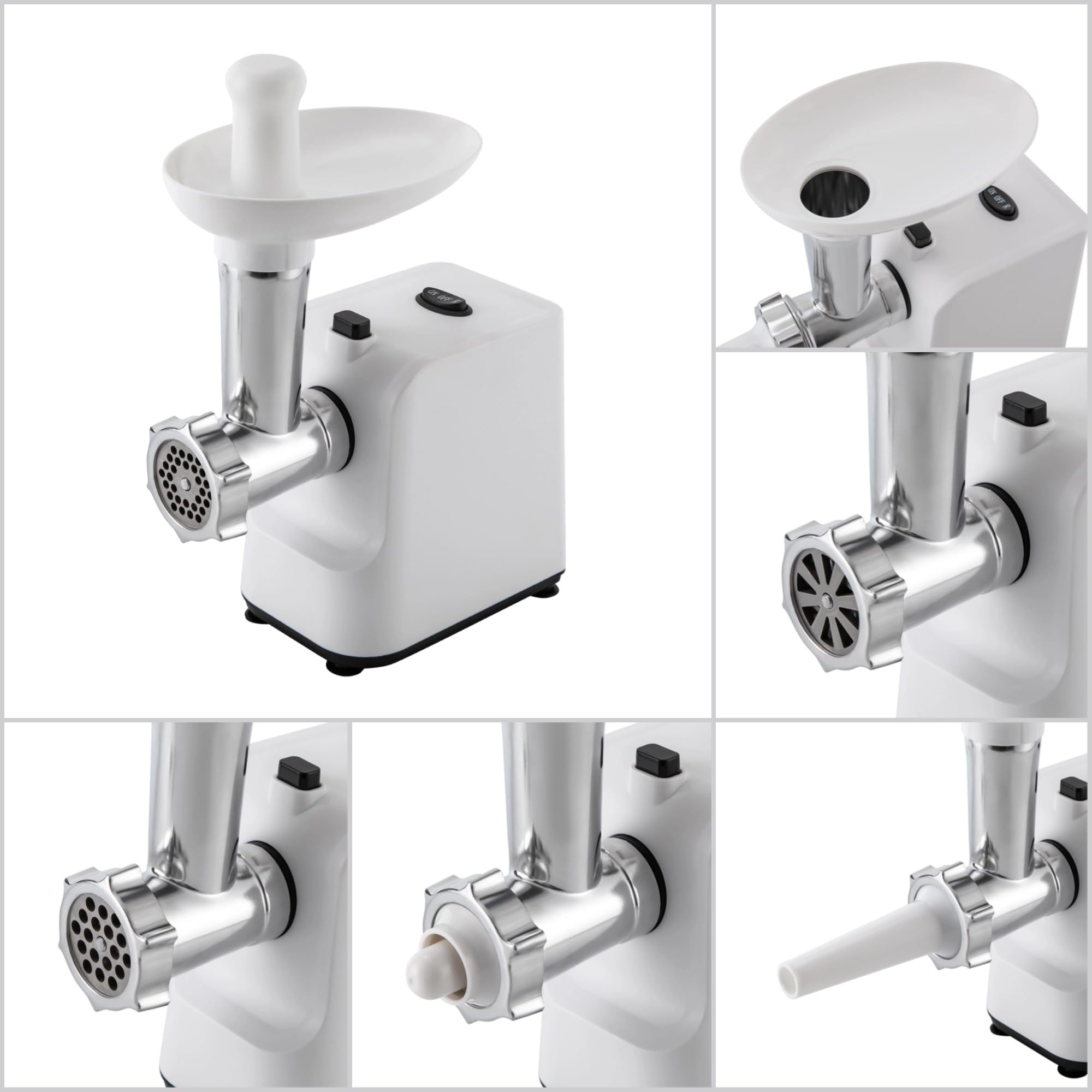 Electric Meat Grinder - Heavy Duty Stainless Steel Sausage Stuffer with 3 Grinding Plates & Attachments | Perfect for Home Kitchen & Commercial Use | Great for Ground Beef, Sausage Making & Food Prep