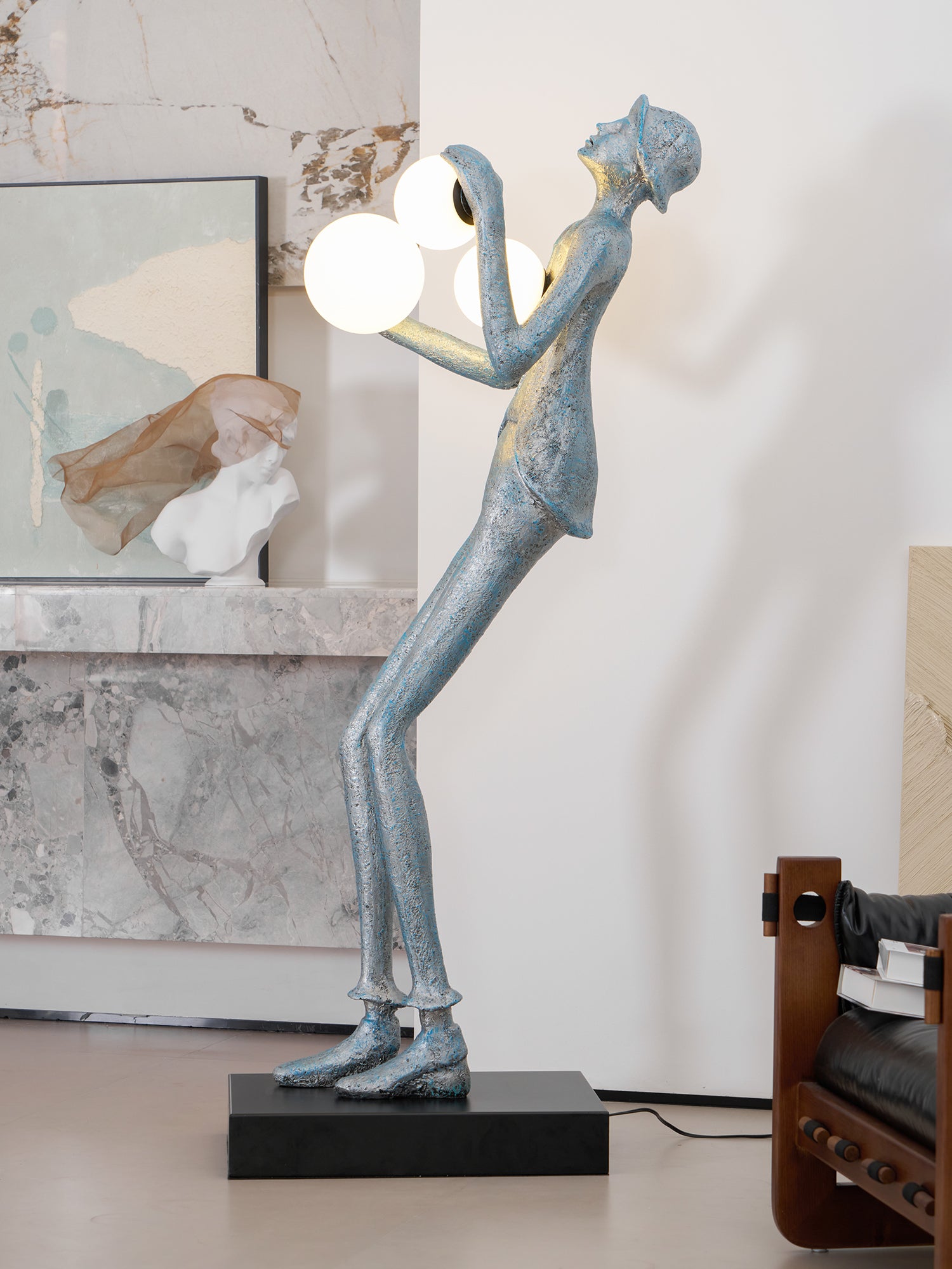 Modern Gentleman Sculpture Floor Lamp - Elegant LED Standing Light for Living Room, Bedroom & Office Decor - Perfect for Reading, Relaxing & Ambient Lighting