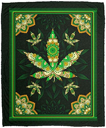 Soft Plush Fleece Cannabis Blanket 30x40 Inch - Cozy Gift for Stoner, Birthday, Christmas & Holidays - Perfect for Lounging, Netflix & Chill, or Festive Decor