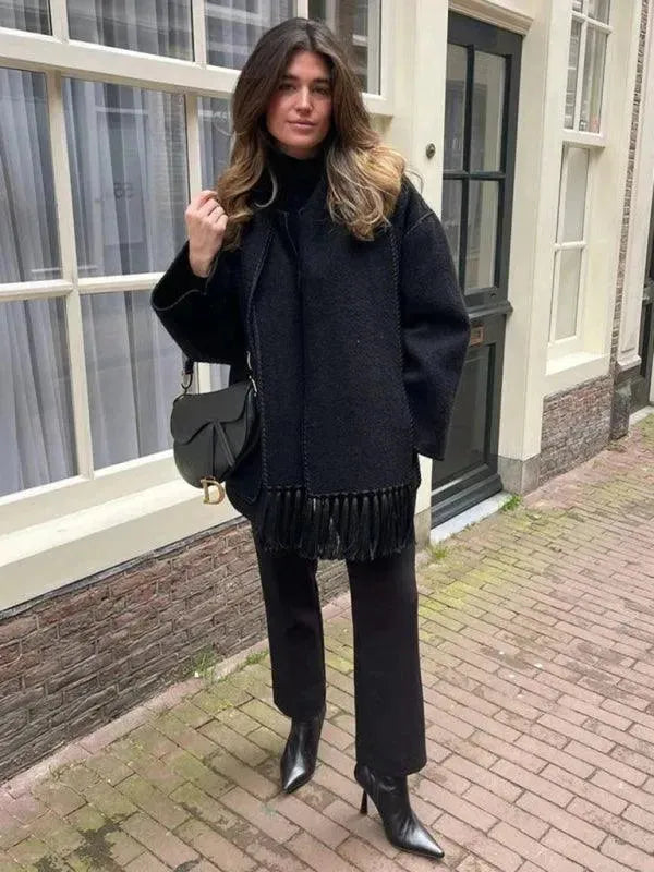 Women's Wool Shawl Coat - Warm Winter Wrap for Casual Outings & Office Wear | Soft & Stylish Outerwear for Fall & Winter Fashion