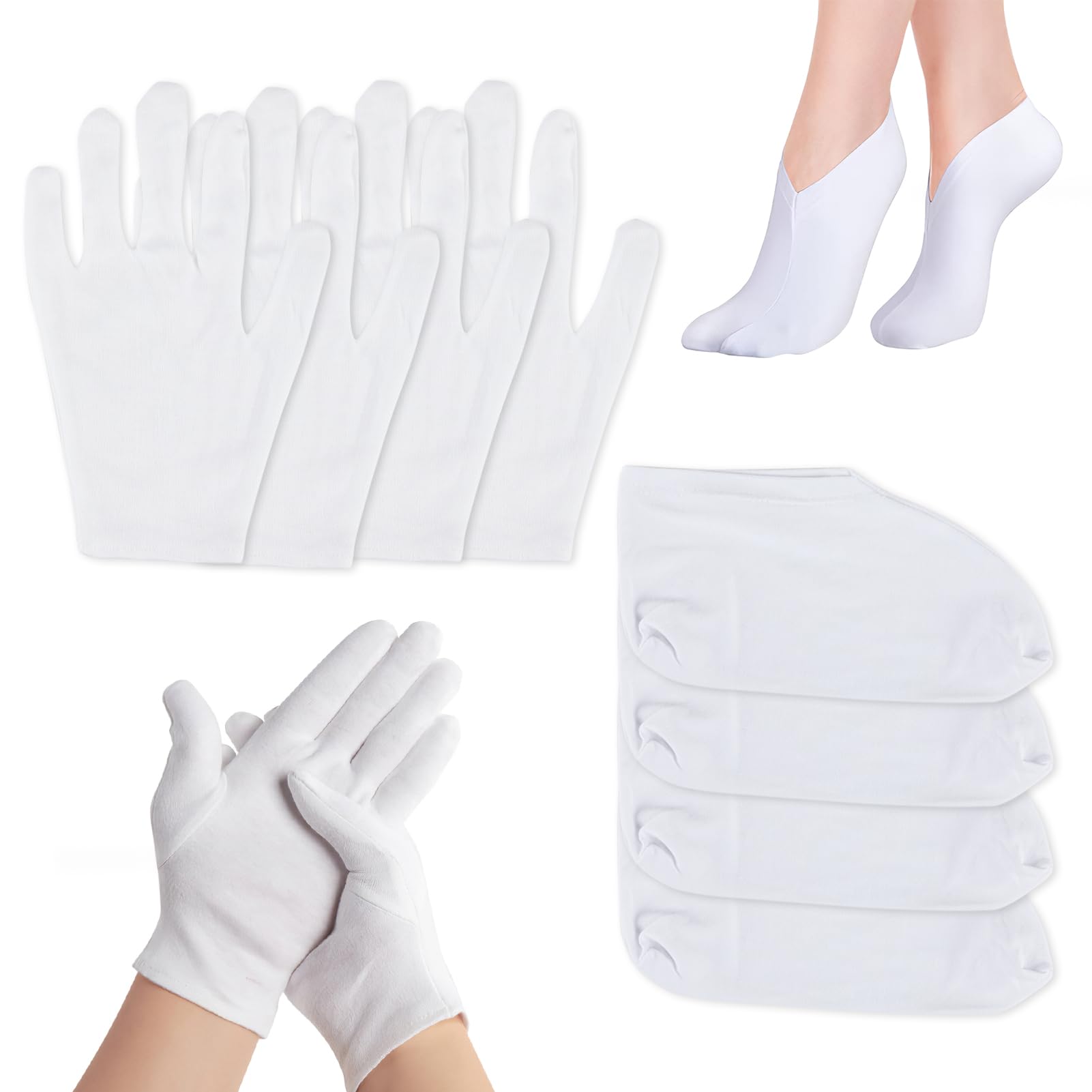 Moisturizing Socks & Gloves Set for Dry Cracked Skin - Spa Quality Cotton Lotion-Infused Hand & Foot Care - Overnight Repair Treatment for Rough Skin - Perfect for Home Spa, Winter Care & Nighttime Hydration (Socks+Gloves)