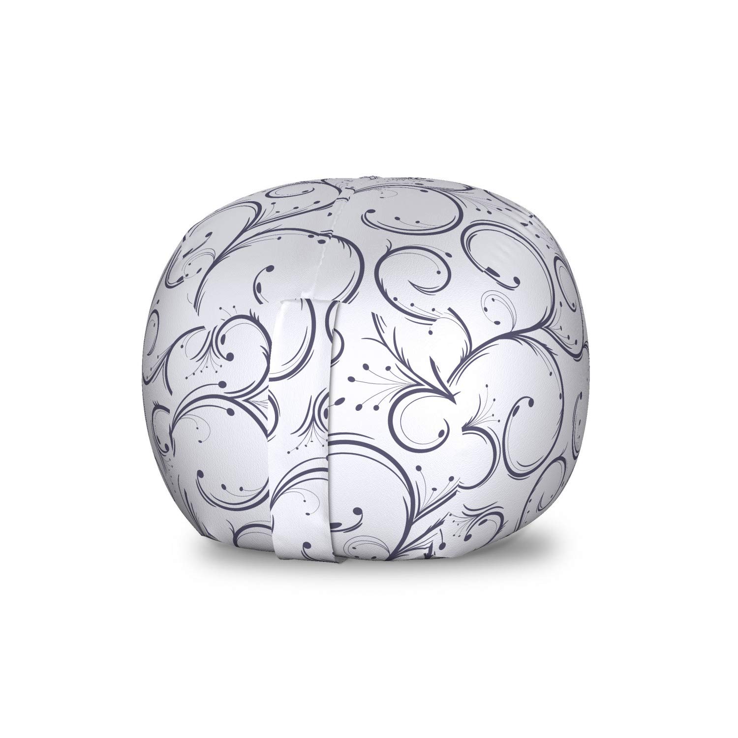 Ambesonne Abstract Toy Storage Bag Chair - Monochromatic Botanical Pattern with Curls, Washable Stuffed Animal Organizer for Kids Room, Small Size in Purple Indigo - Perfect for Nursery, Playroom & Bedroom Organization