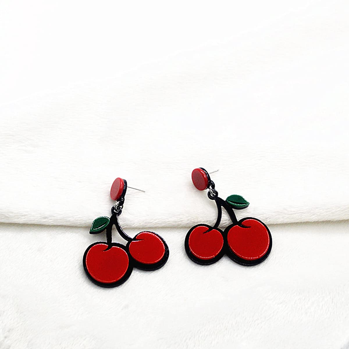 XYAYOU 2 Pairs Cute Exaggerated Fruit Earrings for Women - Cherry & Strawberry Dangle Earrings for Party, Gift, Casual Wear