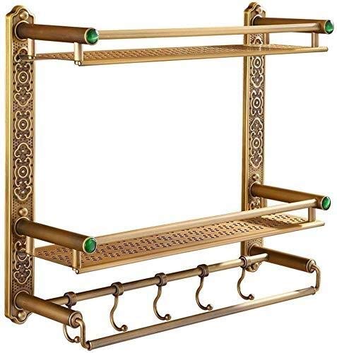 3-Tier Brass Floating Shelf - Bathroom Storage Rack (52x45x15cm) for Decor & Organization