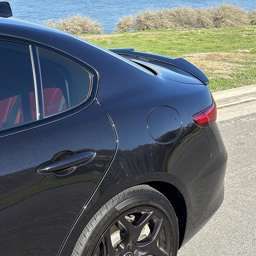 Premium Real Carbon Fiber Trunk Spoiler for Alfa Romeo Giulia Quadrifoglio 2015-2024 | High-End Rear Lip Wing | Lightweight & Durable | Enhances Aerodynamics & Sporty Look | Perfect for Racing, Car Shows & Street Performance