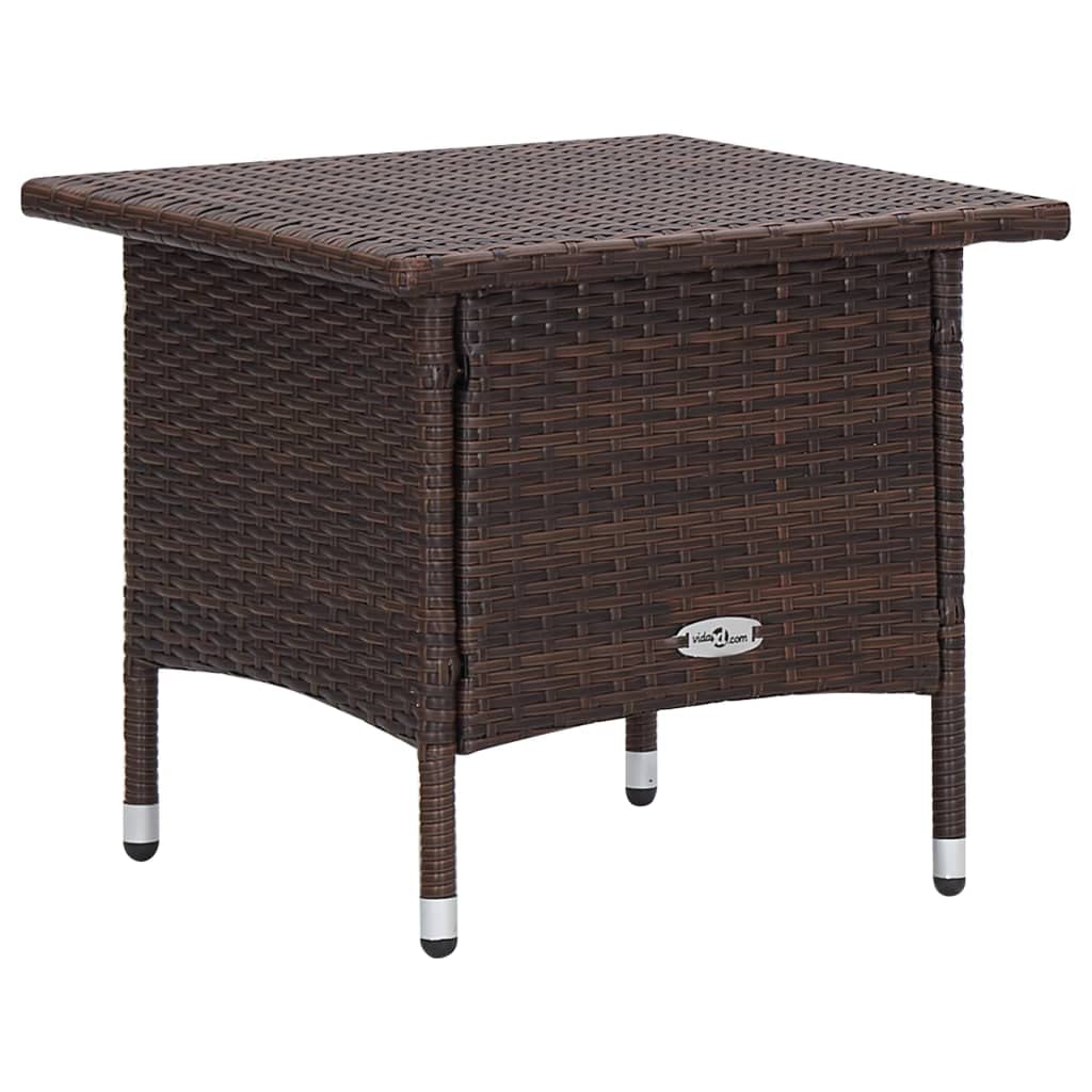 2-Piece Brown Poly Rattan Patio Lounge Set with Cushions - 19.7