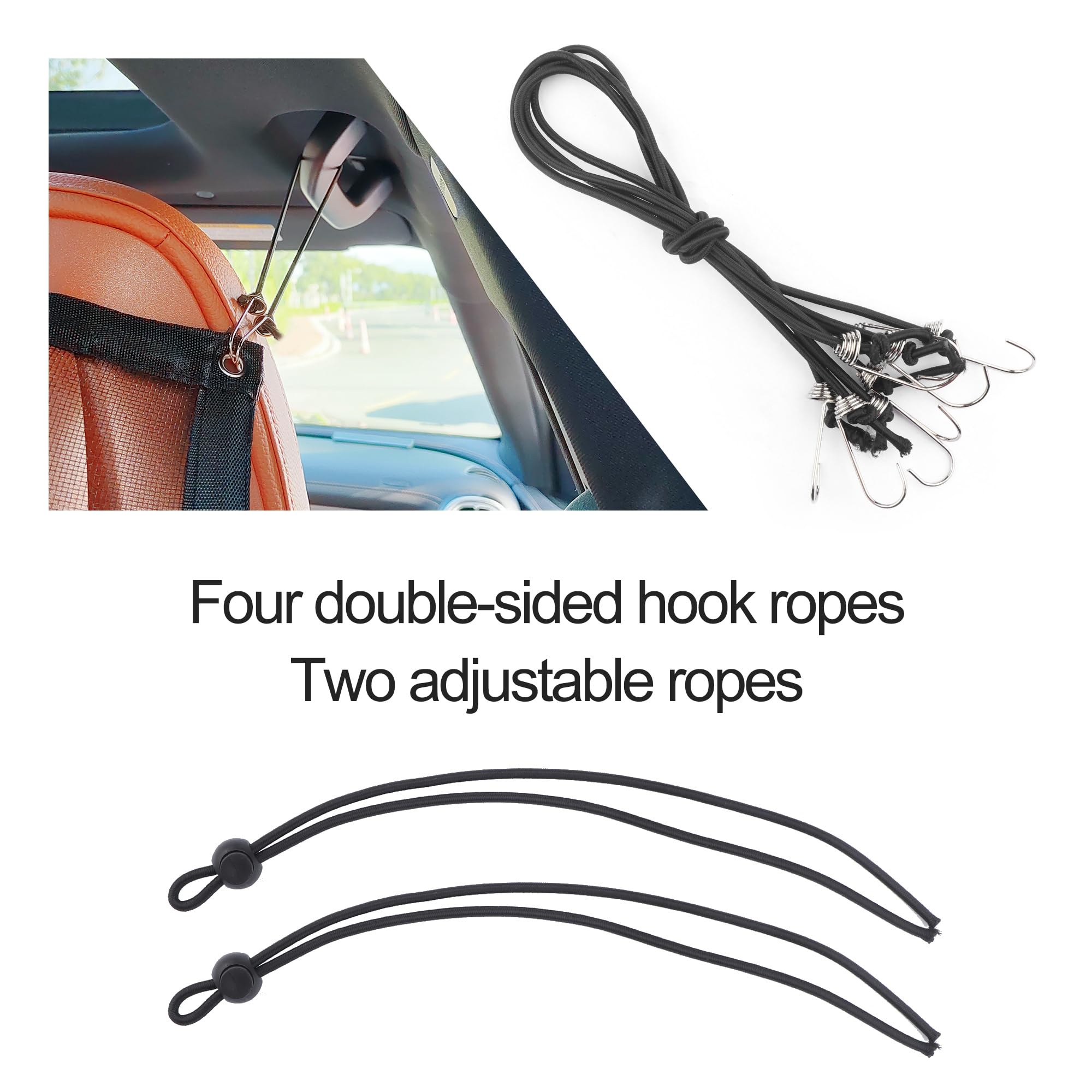 Adjustable Dog Car Barrier with Stretchable Net & Hook - Universal Pet Divider for Safe Driving in Cars, Trucks & SUVs - Perfect for Road Trips & Pet Travel Safety