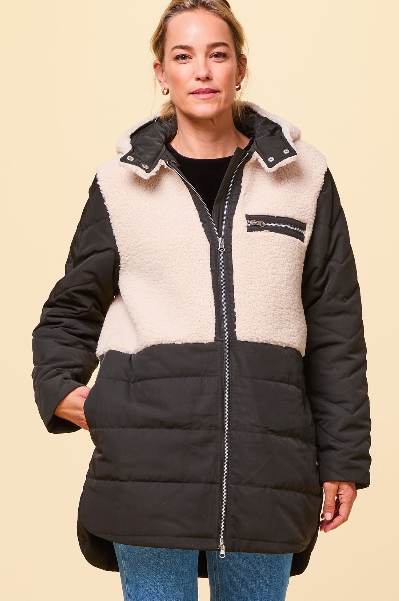Petra Coat for Women - Classic Black & Taupe Trench Coat | Waterproof & Windproof Outerwear for Fall & Winter | Perfect for Office, Travel & Casual Wear