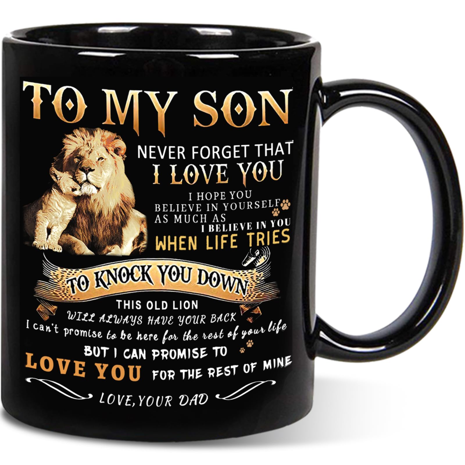 Shqiueos 11 Oz Inspirational Coffee Mug for Son - Perfect Birthday, Graduation, Father's Day & Christmas Gift from Dad - Heartwarming Keepsake for Adult Sons to Enjoy Morning Coffee at Home or Office