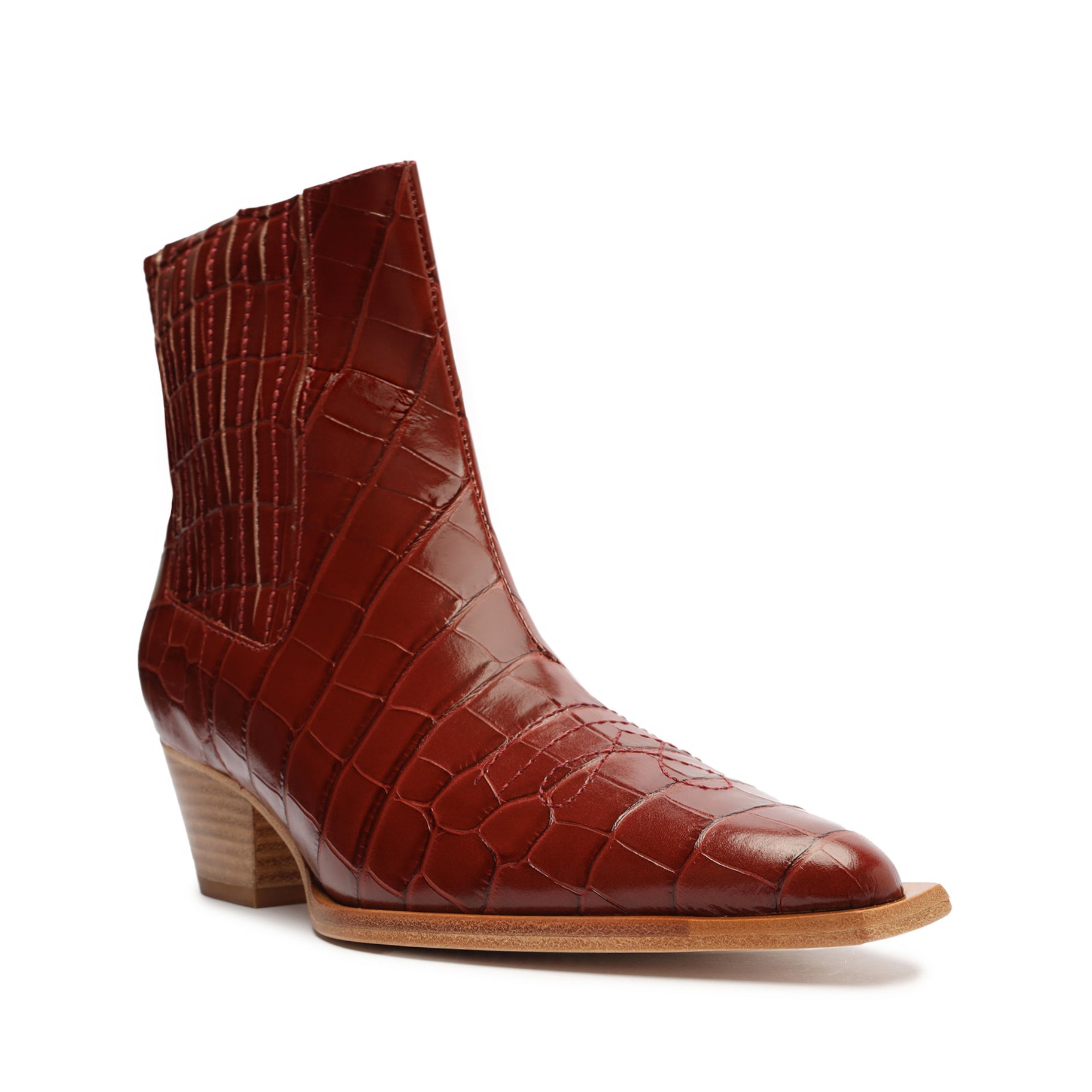 Briani Crocodile Embossed Leather Bootie - Women's Stylish Ankle Boots for Fall & Winter Fashion | Perfect for Office, Party & Night Out