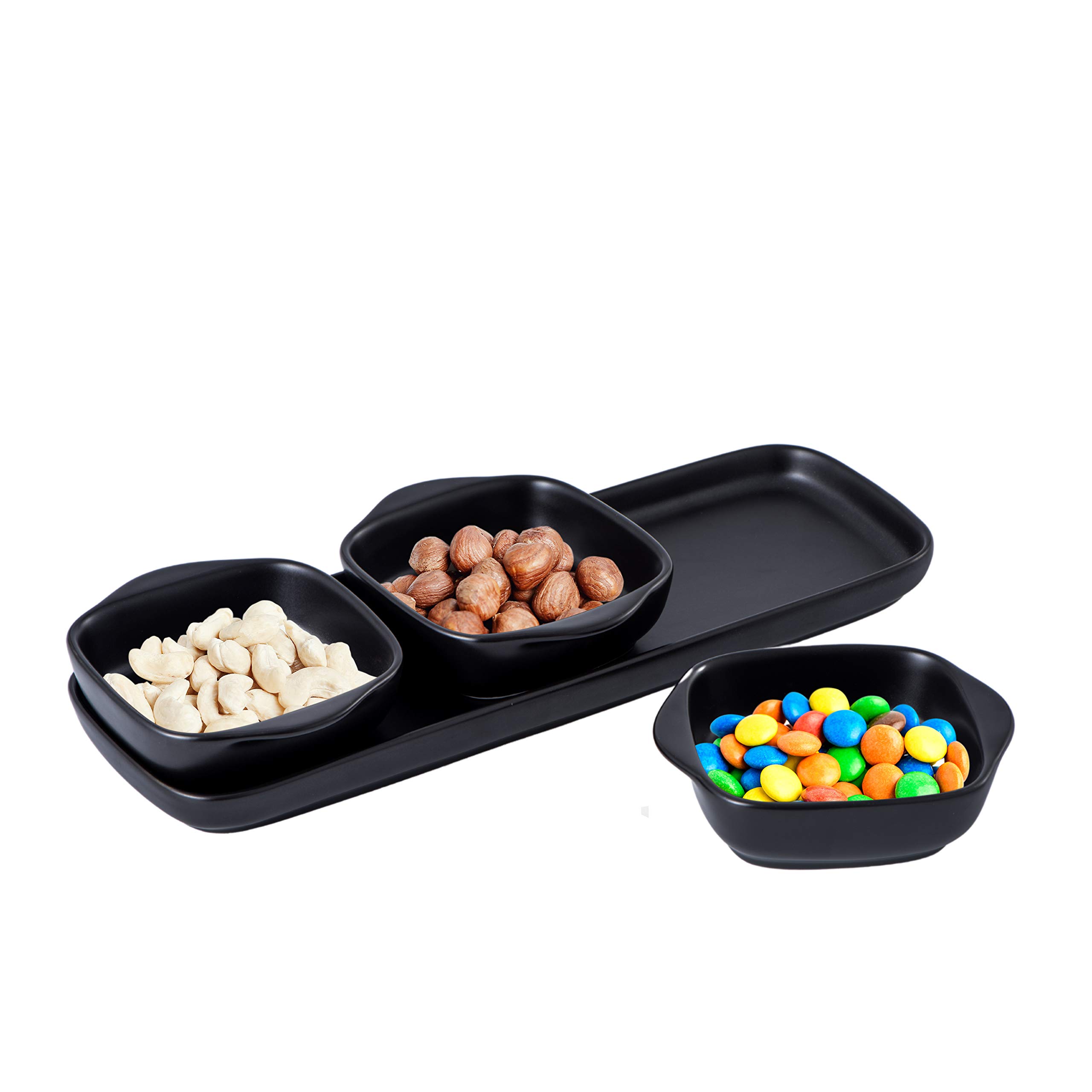Bruntmor 4-Piece Porcelain Serving Set - Snacks, Nuts & Dips for Parties