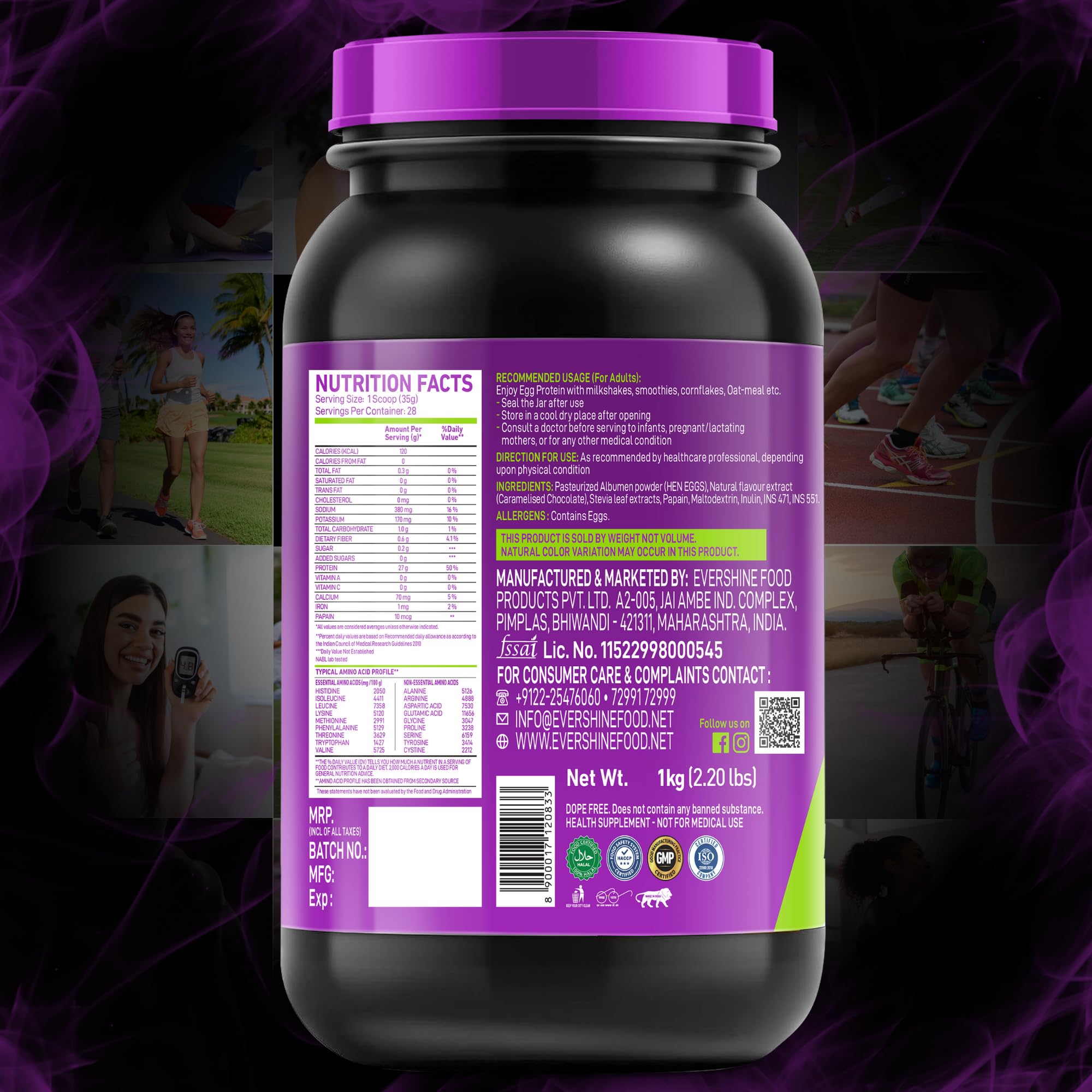 R.U.N-RISE UP NUTRITION Egg White Protein Powder - 27g Protein & 14g EAA per Serving | Lactose, Soy & Gluten Free | Chocolate Mousse Flavor - 1kg for Athletes, Gym & Fitness | Supports Immunity & Muscle Recovery - Perfect for Post-Workout Shakes, Smoothies & Baking