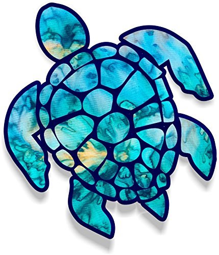 Waterproof Turtle Cyan Dream Pattern Vinyl Car Stickers - 5