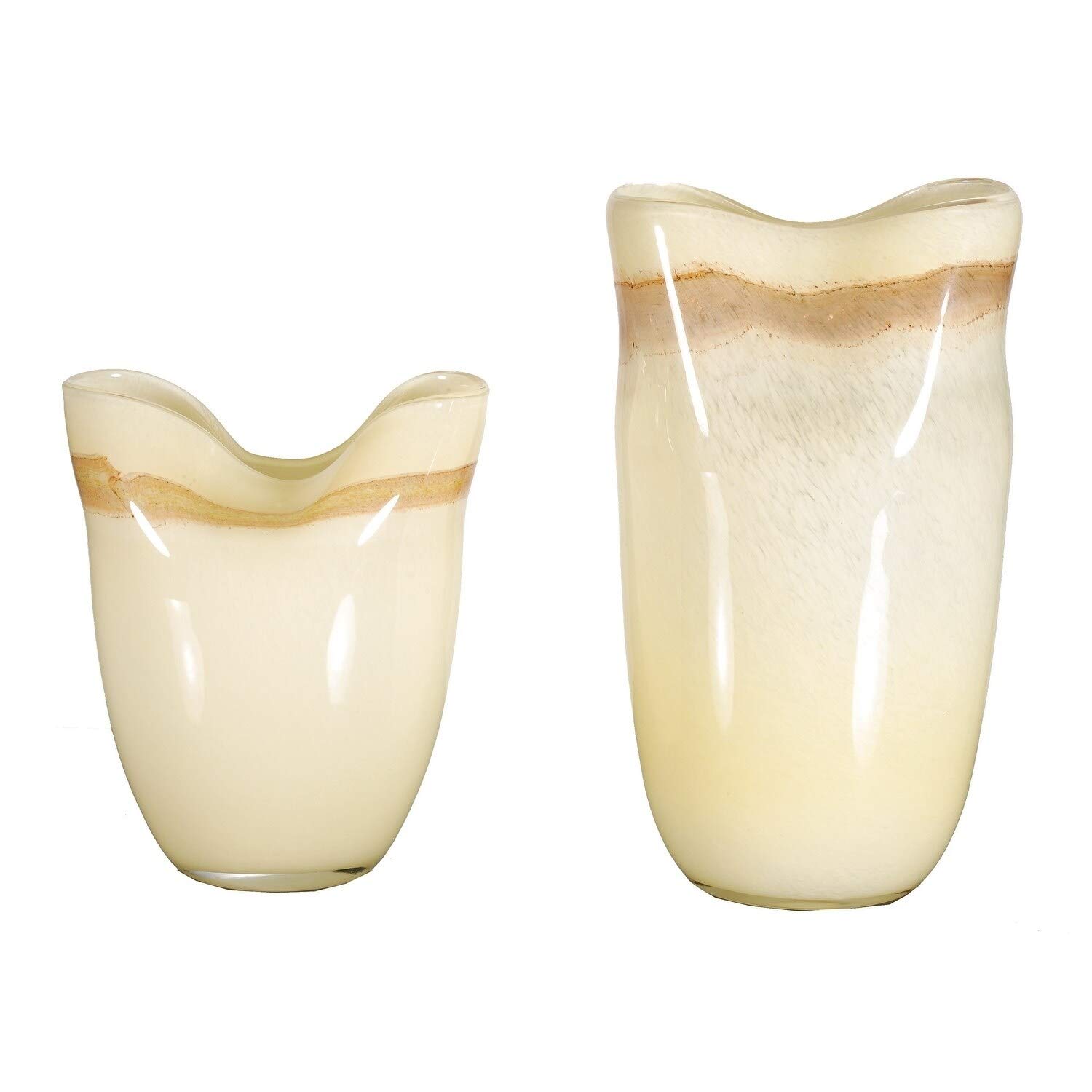 Handblown Off-White Glass Vase Set - Elegant Home Decor for Centerpieces, Wedding Decorations & Living Room Accents