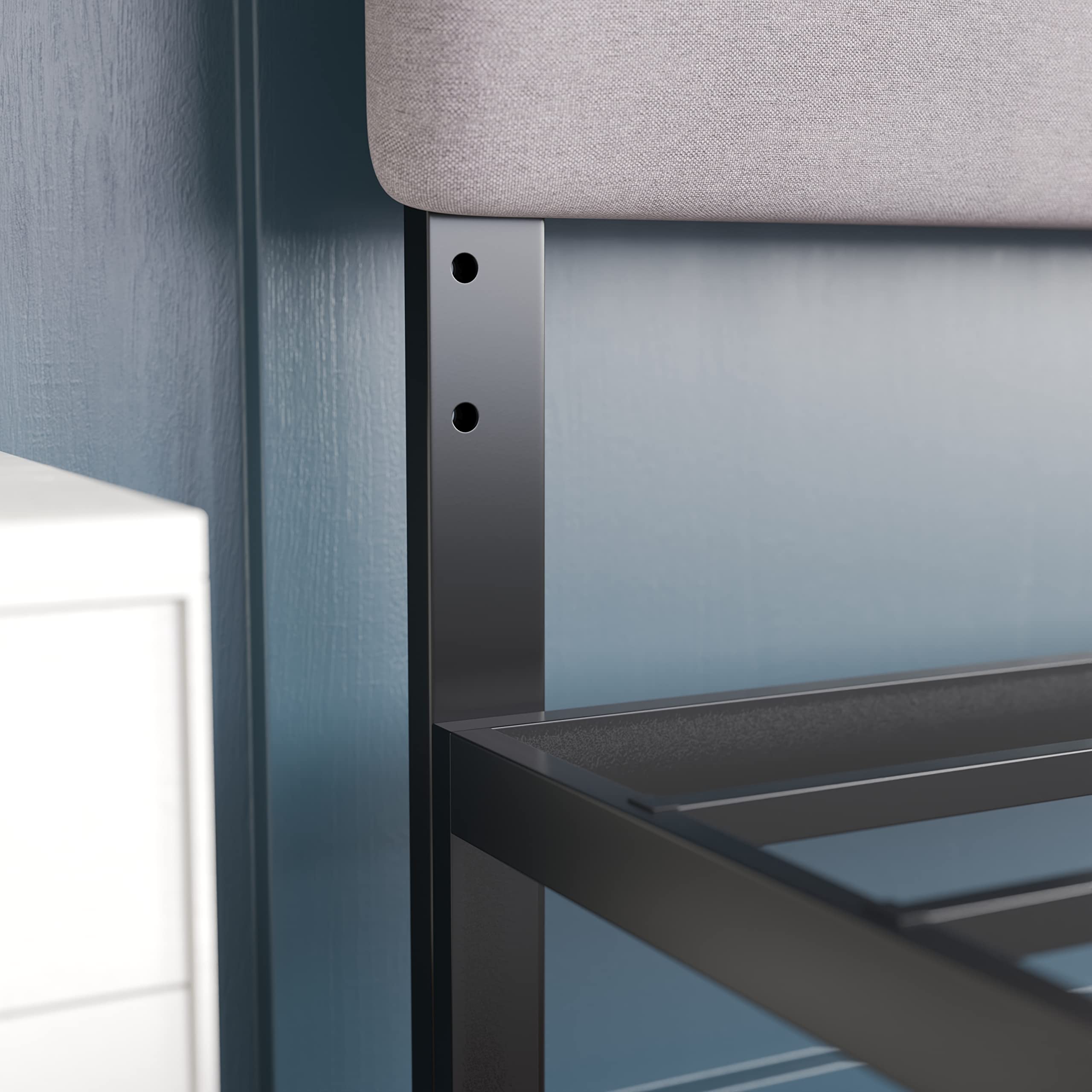 Emma & Oliver Gannon Twin Upholstered Headboard - Adjustable Height Gray Fabric Bed Headboard - Easy 30-Min Assembly - Fits Most Bed Frames (Not Included) - Perfect for Kids' Rooms, Guest Bedrooms & Dorm Decor