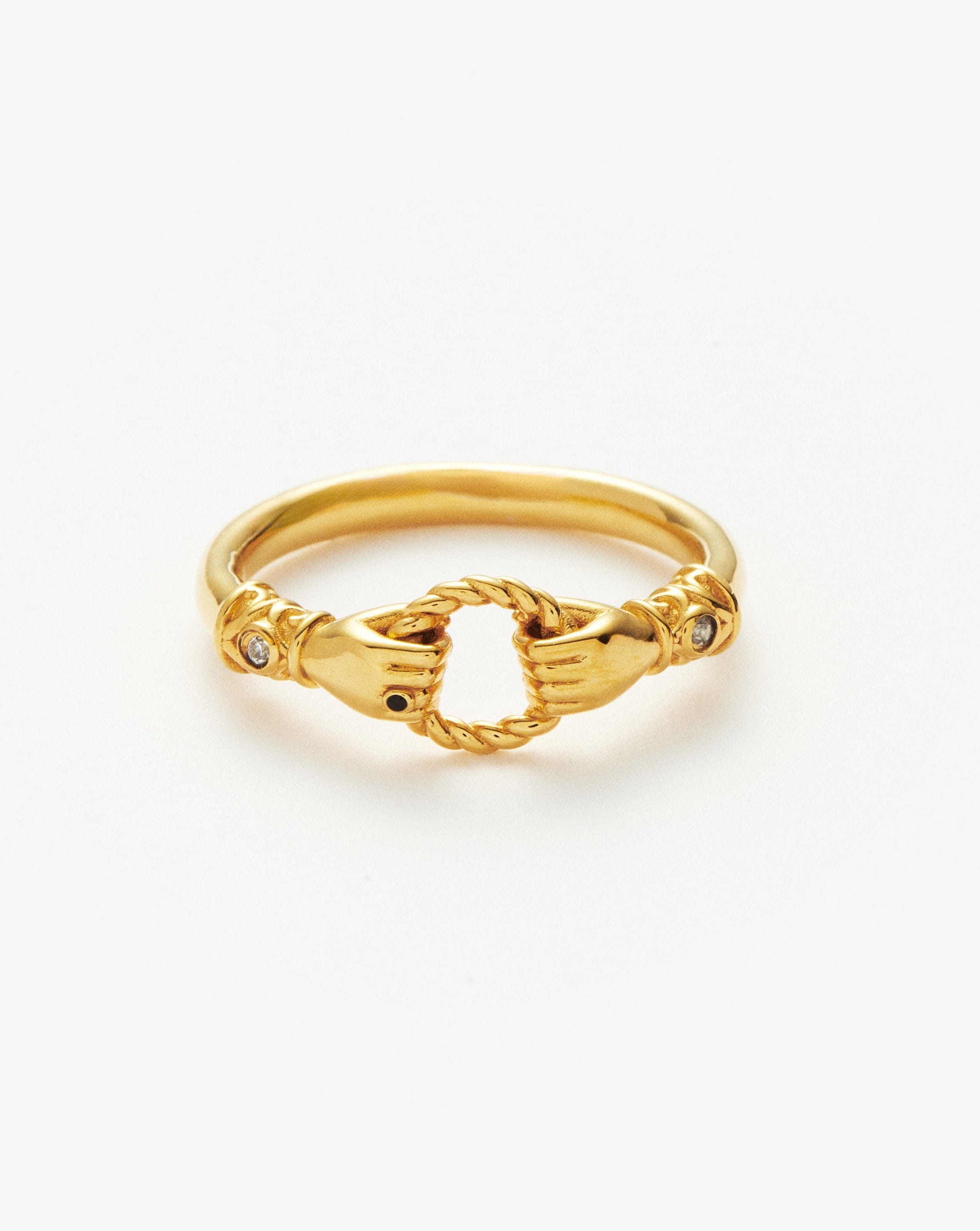 Harris Reed In Good Hands Stacking Ring - 18k Gold Plated Cubic Zirconia & Black Onyx Jewelry for Women | Elegant Layering Ring for Everyday Wear, Date Night & Special Occasions