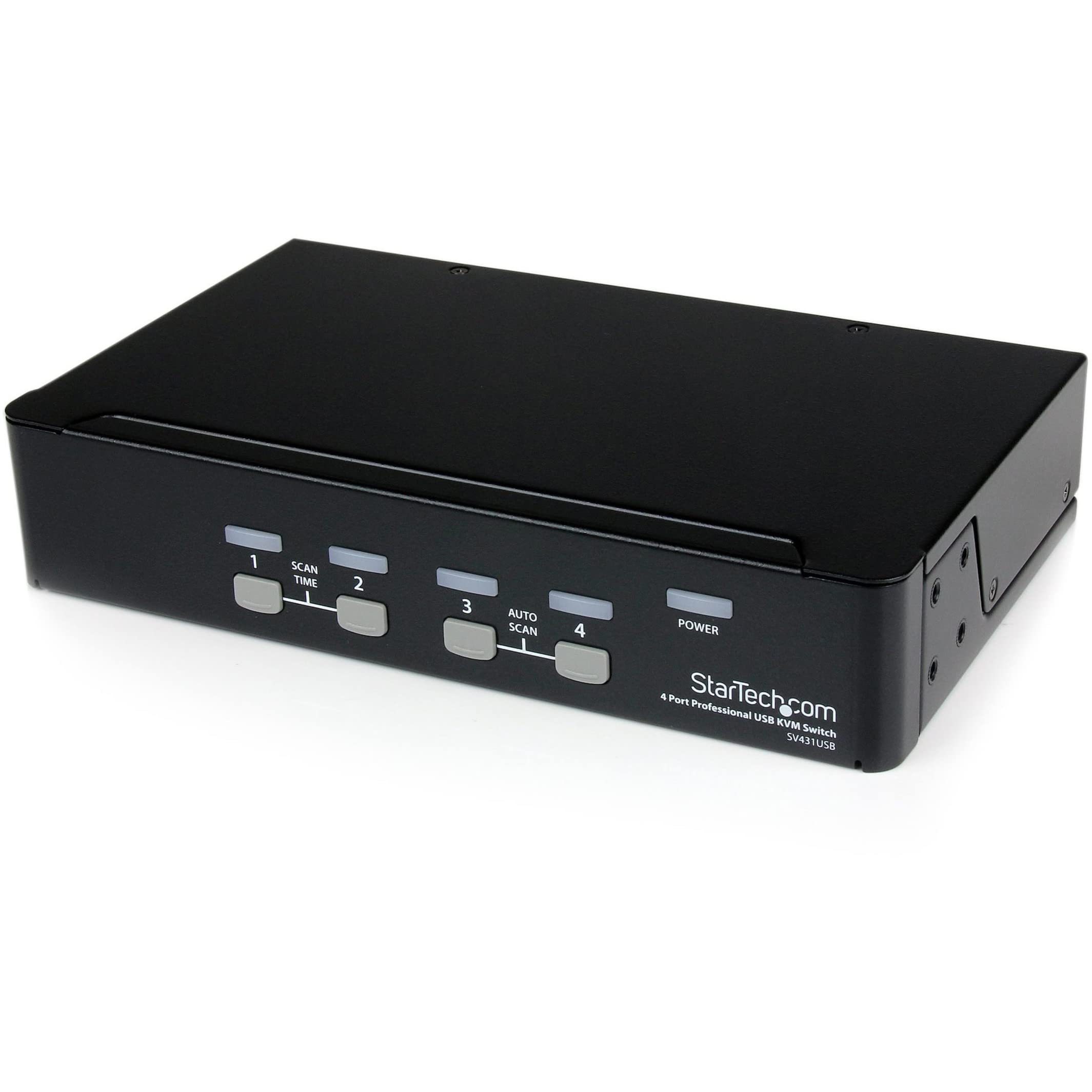 StarTech.com SV431USB 4-Port USB VGA KVM Switch with Built-in Hub - 1U Rack Mountable for Server Management, Multi-Computer Control & Office Workstations