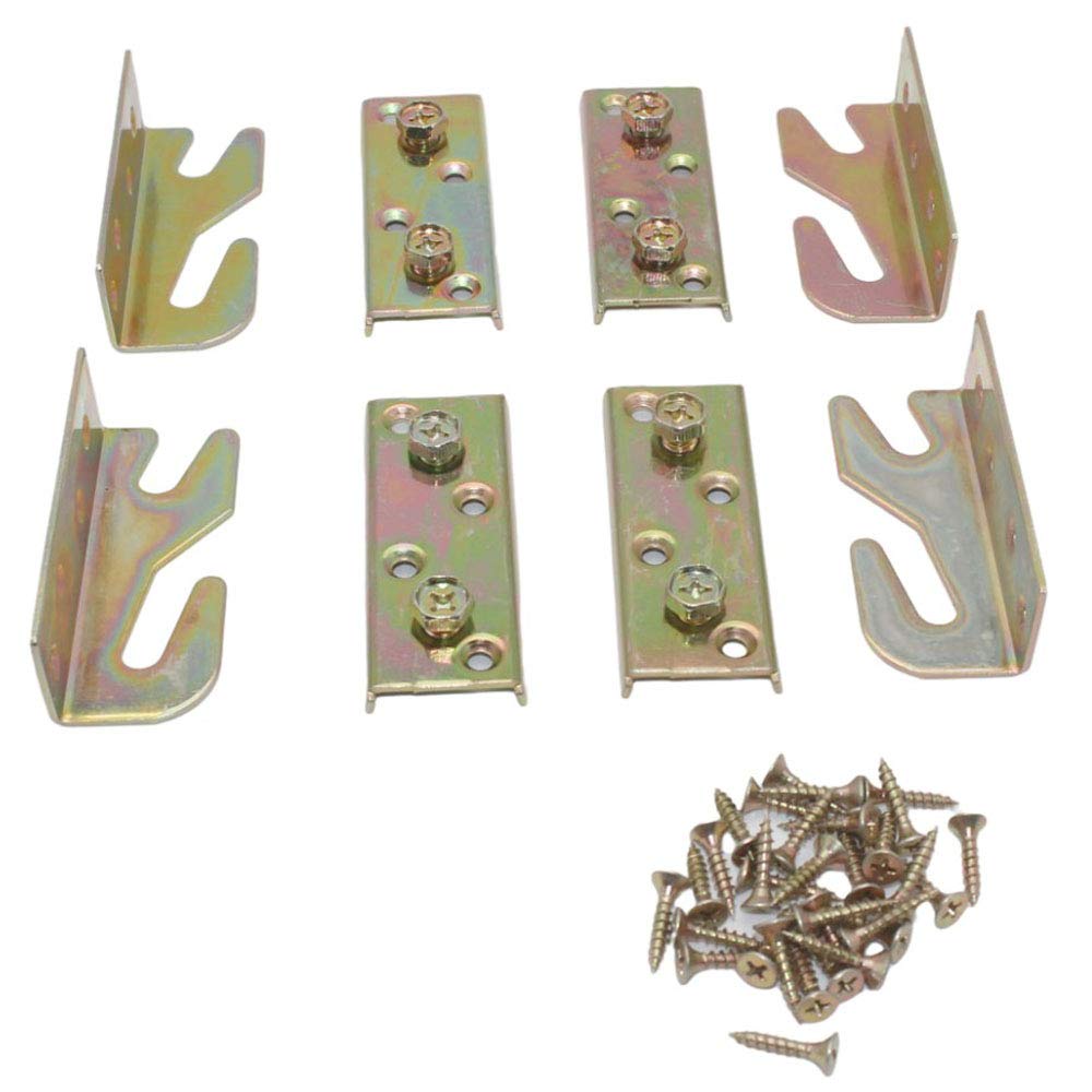 Heavy Duty No-Mortise Bed Frame Connectors - WANLIAN Bed Rail Brackets Set of 4 with Screws for Headboard & Footboard Support | Perfect for Bed Frame Assembly, DIY Furniture Projects and Bedroom Furniture Repair
