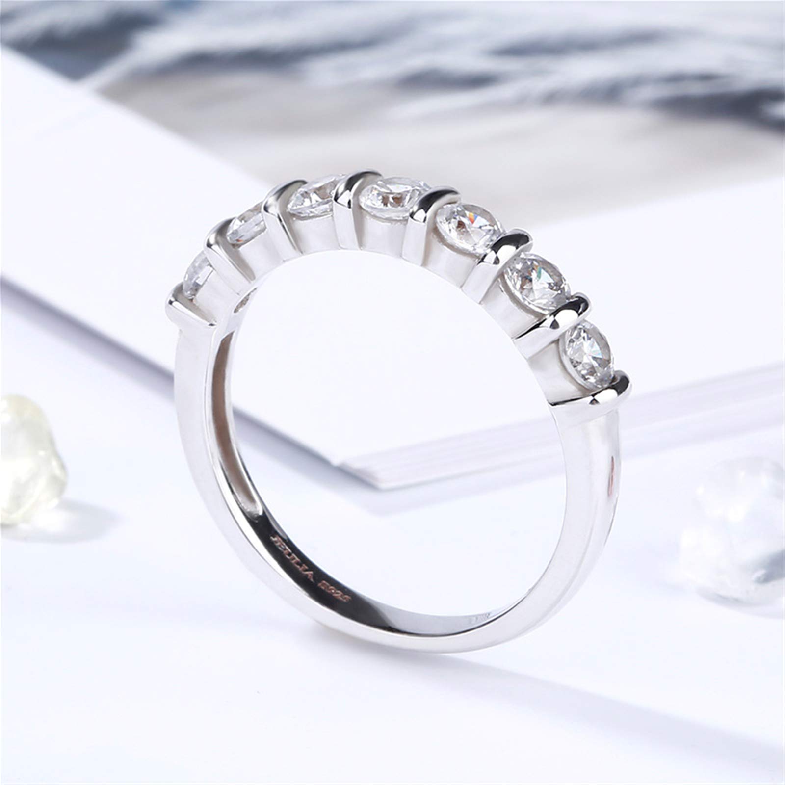 Jeulia Sterling Silver Women's Wedding Band Ring - Round Cut Bar Setting Eternity Promise Ring for Engagement, Anniversary & Bridal Jewelry - Perfect for Proposals, Vow Renewals & Special Occasions - Includes Jewelry Gift Box