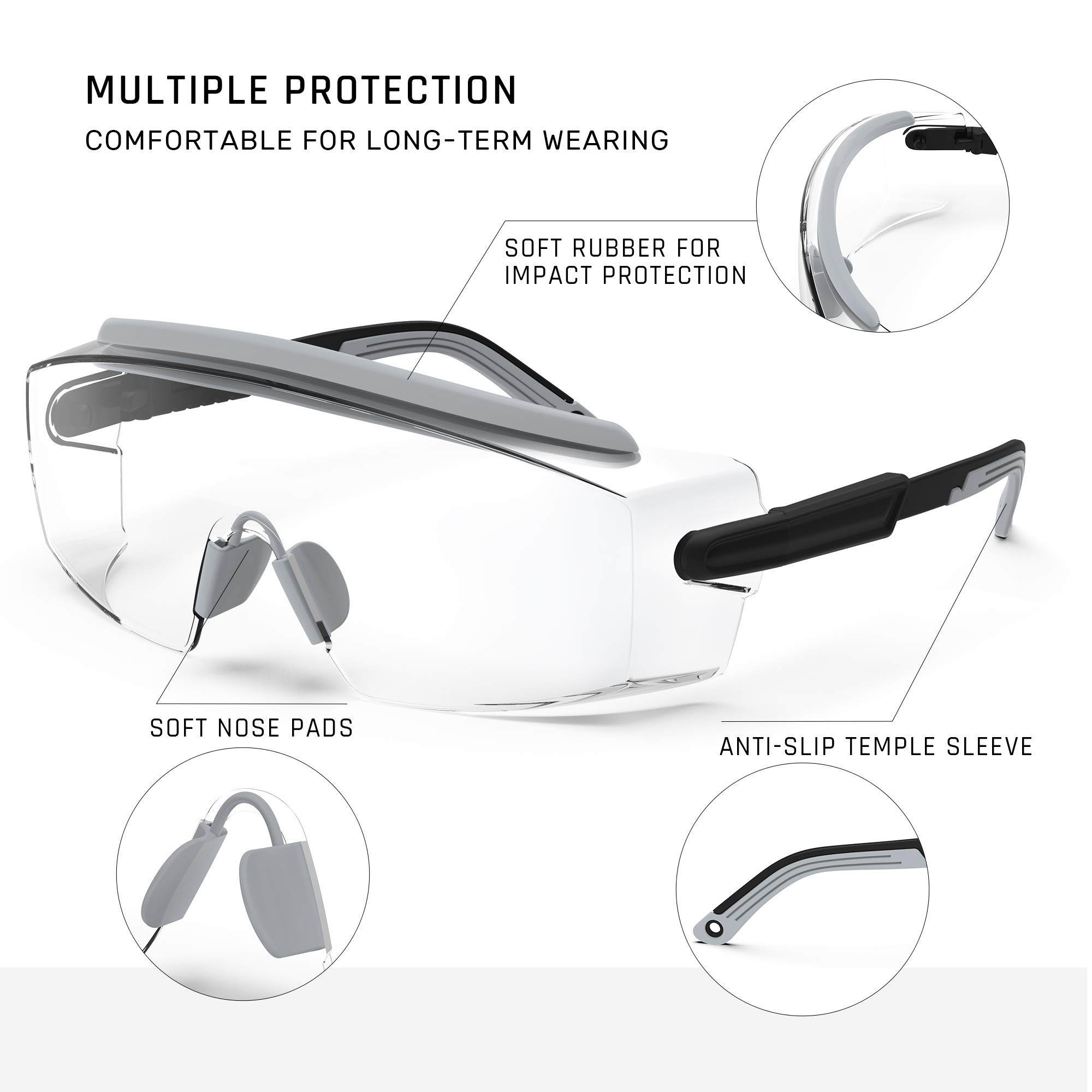Anti Fog Safety Glasses - ANSI Z87.1 Certified Protective Goggles with Scratch-Resistant Lenses & Adjustable Fit - Perfect for Construction, Lab Work, and DIY Projects