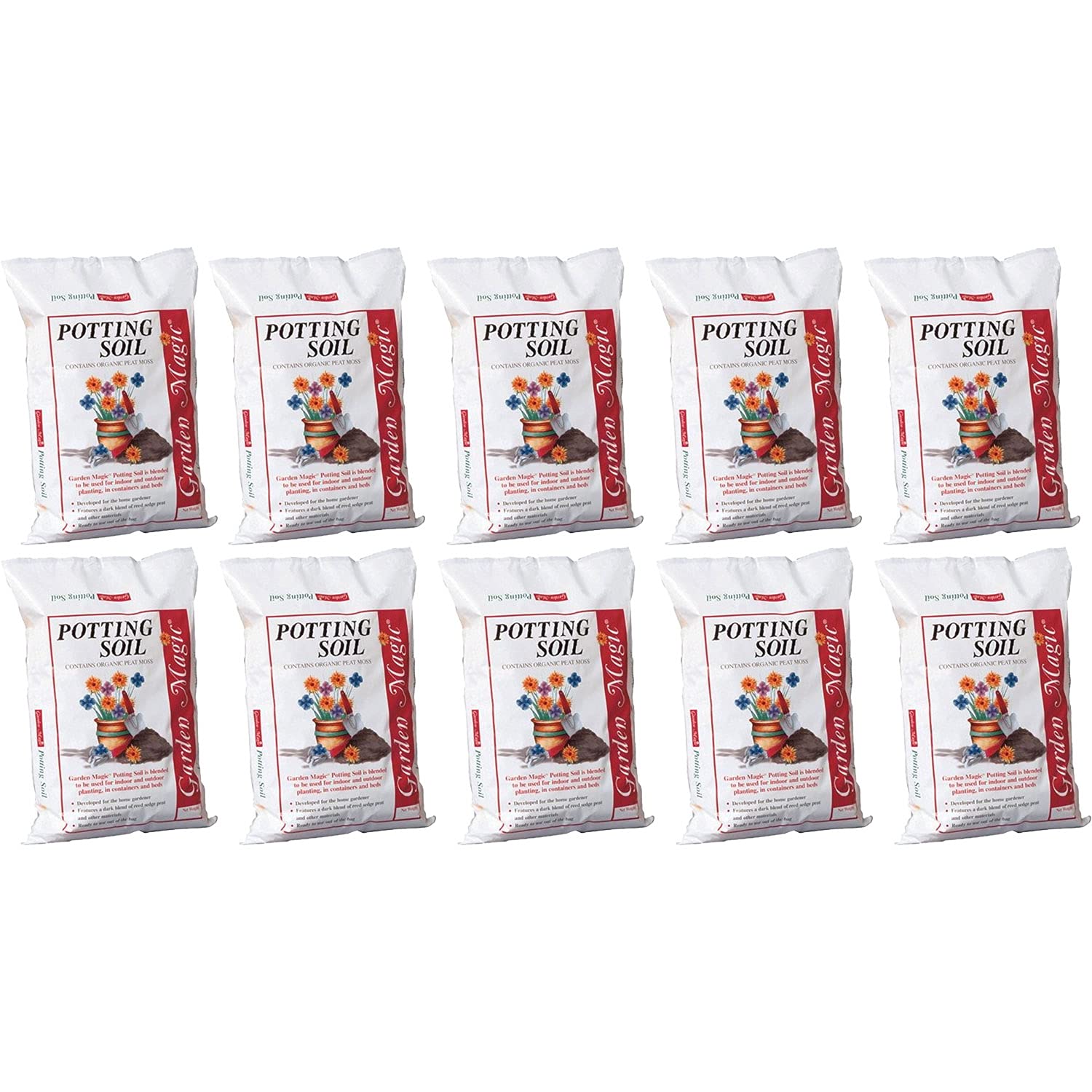Premium 20lb Potting Soil Mix for Indoor & Outdoor Plants - All-Purpose Garden Soil for Container Gardening, Flowers, Vegetables & Herbs (10 Pack) - Ideal for Raised Beds, Houseplants & Urban Gardening