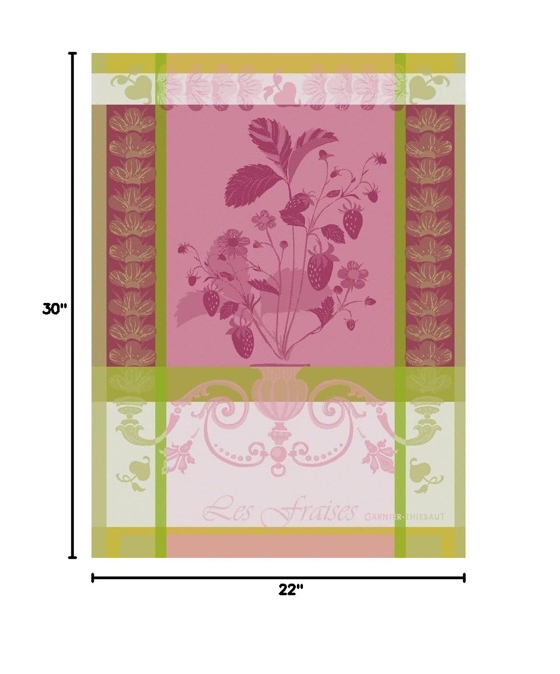 Garnier Thiebaut French Jacquard Kitchen Towels - Premium Absorbent Dish Cloths (Fraisier Rose Design) for Cooking, Baking & Elegant Kitchen Decor