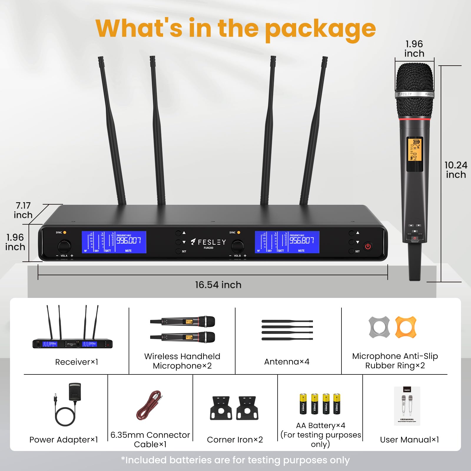 Professional Wireless Microphone System - 500ft UHF Range Handheld Dynamic Mic with Auto Scan Receiver | Ideal for Karaoke, Church, Wedding & Live Performances | Crystal Clear Sound for Singers, Speakers & Performers