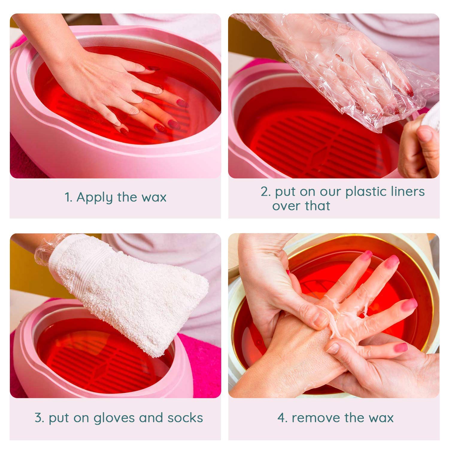Segbeauty 200pcs Thick Plastic Paraffin Wax Liners for Hands & Feet - Spa Mittens for Women, Hot Wax Therapy Treatment, Perfect for Home Spa & Professional Use