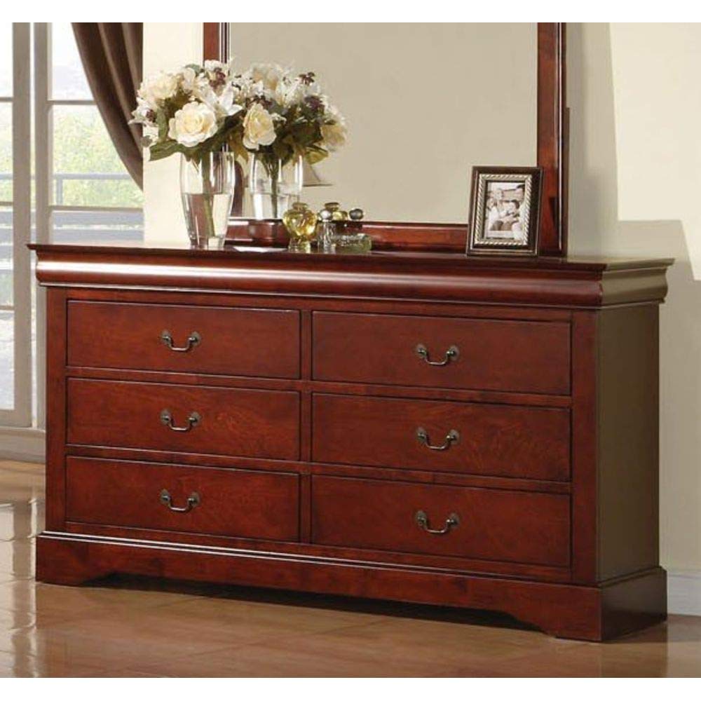 Louis Philippe III Cherry Wood Dresser & Chest of Drawers - 5-Drawer Bedroom Storage Furniture for Home Organization | Classic Style for Master Bedroom, Guest Room, or Nursery