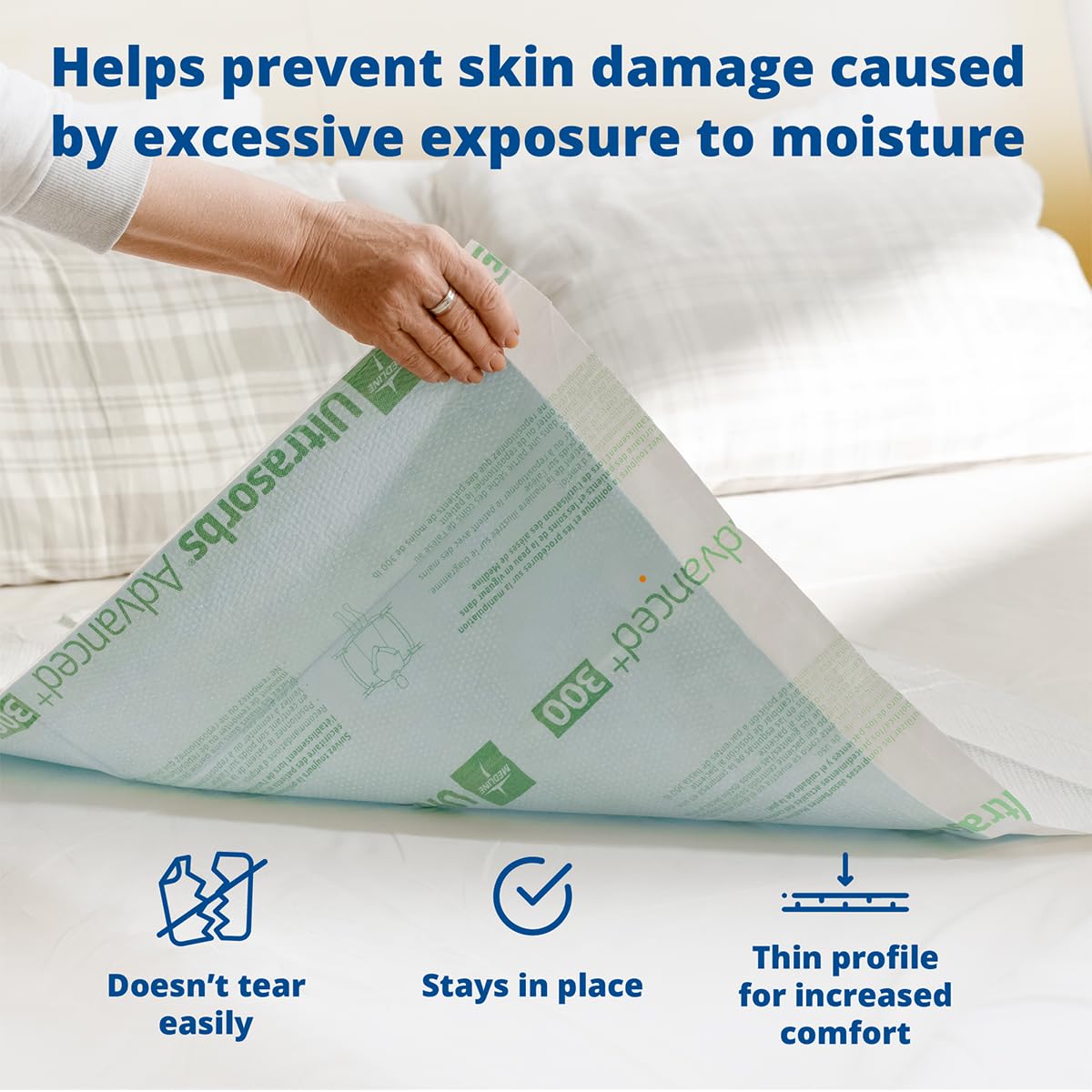 Medline Advanced Plus Ultrasorbs Drypads - Super Absorbent Incontinence Bed Pads (40 Count, 30