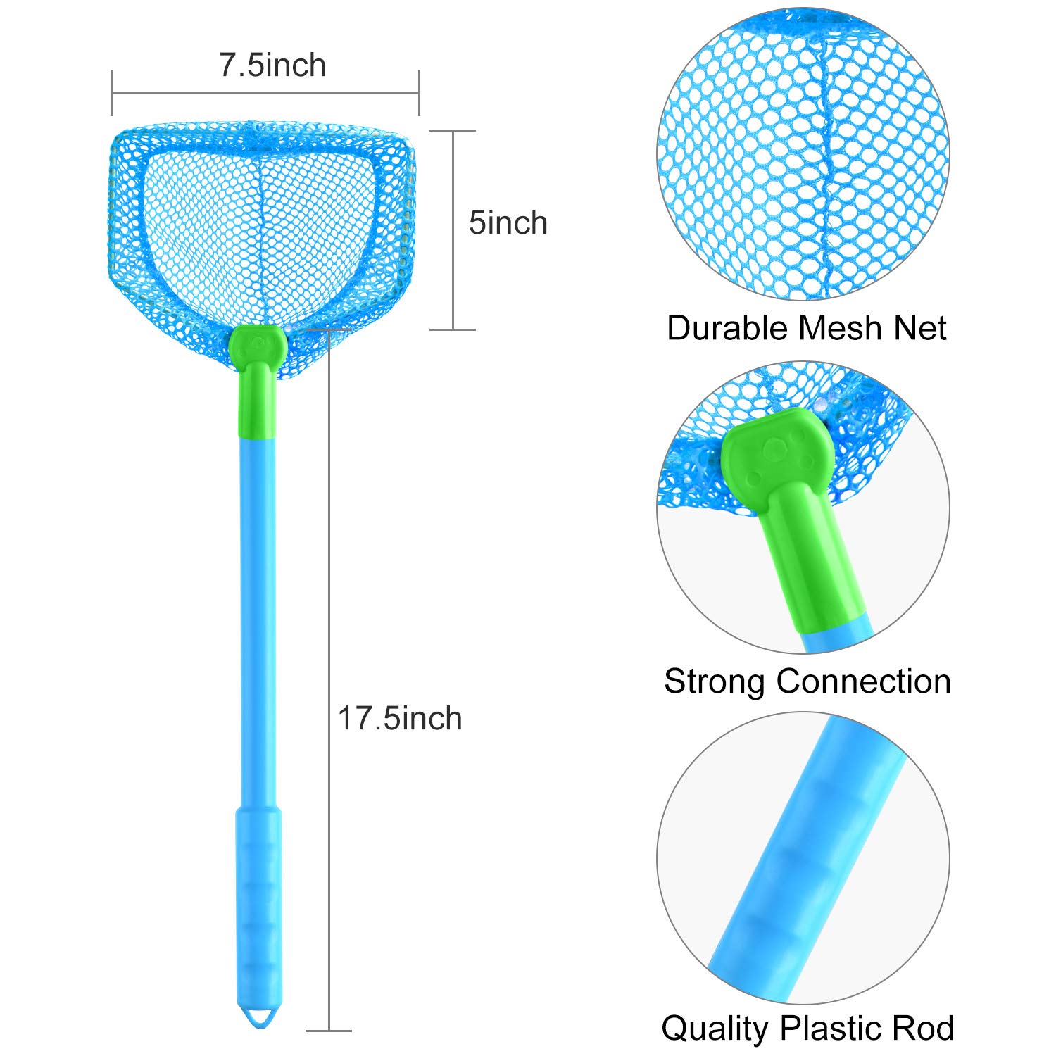 Coopay 4-Piece Kids Fishing Net Set - Butterfly & Bug Catching Nets, Outdoor Beach Toys for Children (Blue & Orange) - Perfect for Backyard Adventures, Beach Trips, and Nature Exploration