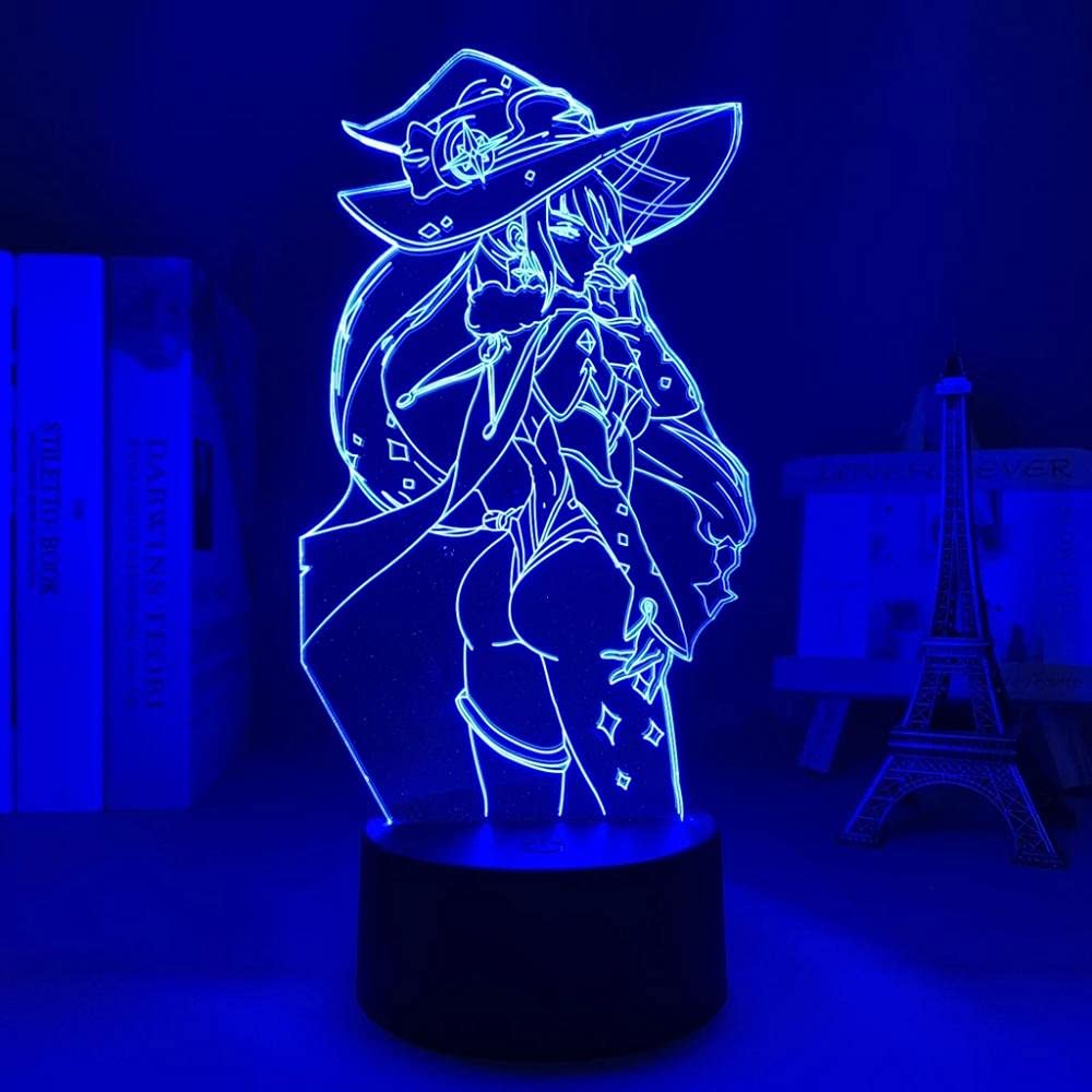 Genshin Impact Mona Megistus 3D LED Night Light - 16 Color Changing Table Lamp with Remote Control for Bedroom, Kids Room, Gaming Setup & Christmas Decor - Anime Home Decor Gift for Fans