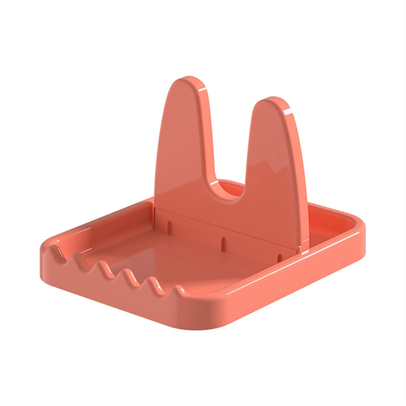 Foldable Plastic Kitchen Pot Lid Storage Rack with Spoon Holder - Space Saving Organizer for Pan Covers, Utensils & Tableware (Pink) - Perfect for Small Kitchens, Cabinet Doors & Countertop Organization