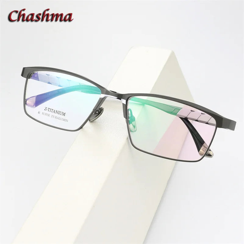 Men's Titanium Square Full Rim Eyeglasses - Lightweight Durable Frame for Reading & Computer Use