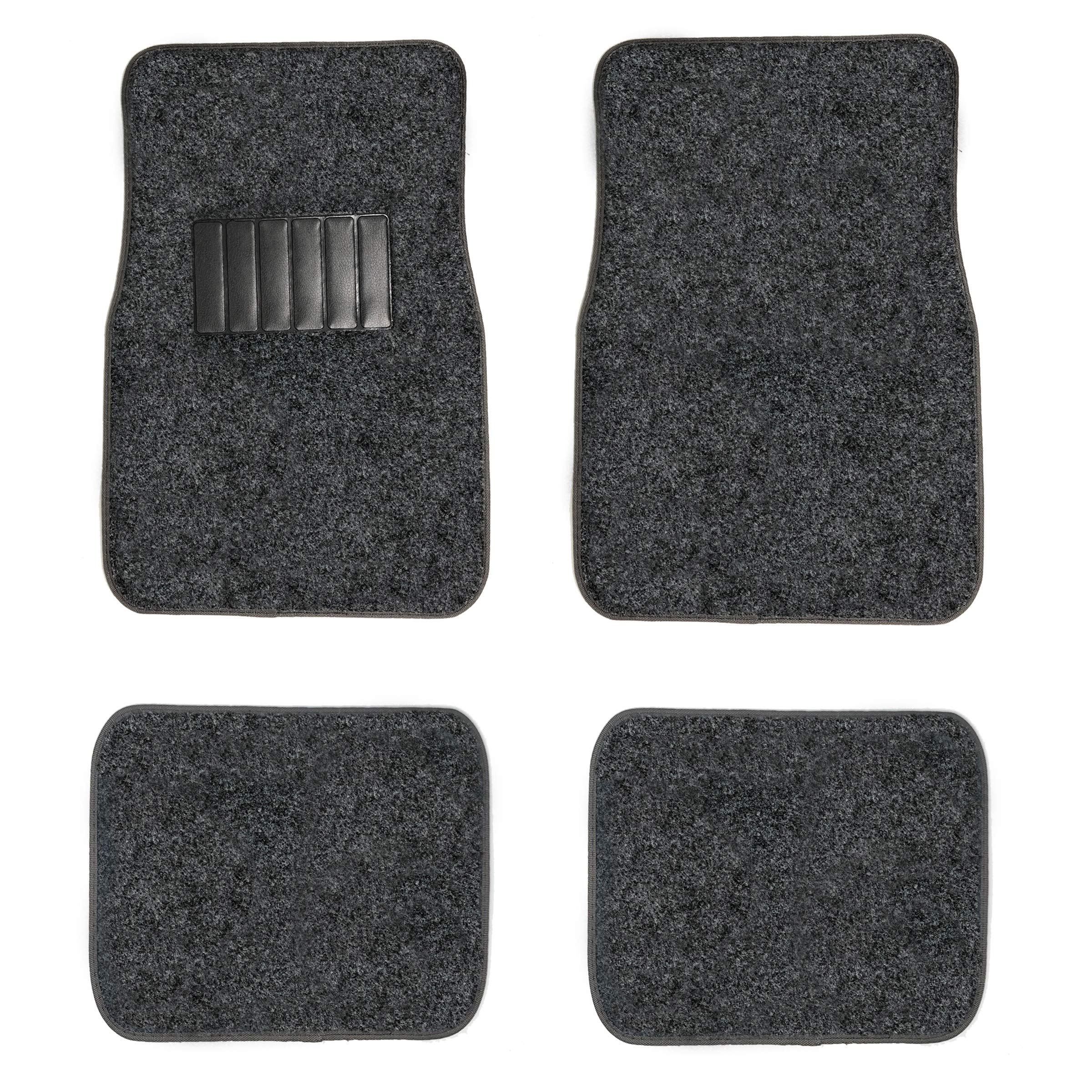 Premium 4-Piece Car Floor Mats Set - Universal Fit for Cars, Trucks & SUVs with Heavy-Duty Heel Pad (Pepper Gray) | All-Weather Protection & Enhanced Durability for Daily Commutes & Road Trips