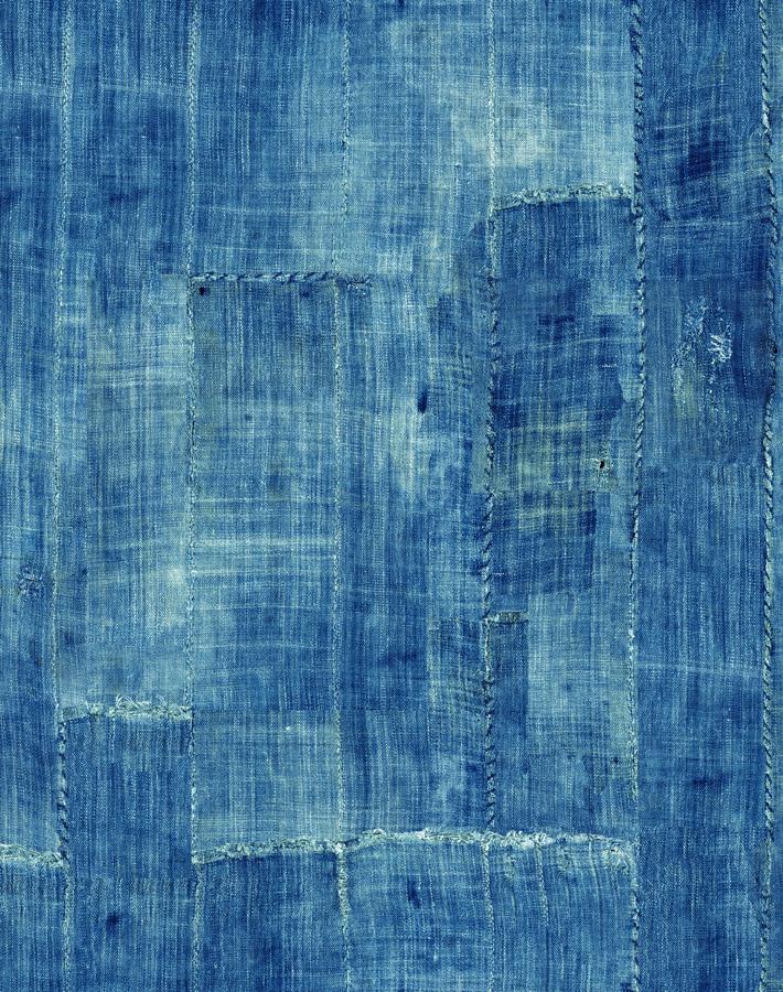 Chris Benz Lafayette Patchwork Blue Wallpaper - Peel and Stick Removable Wallpaper for Bedroom, Living Room, and Office Decor