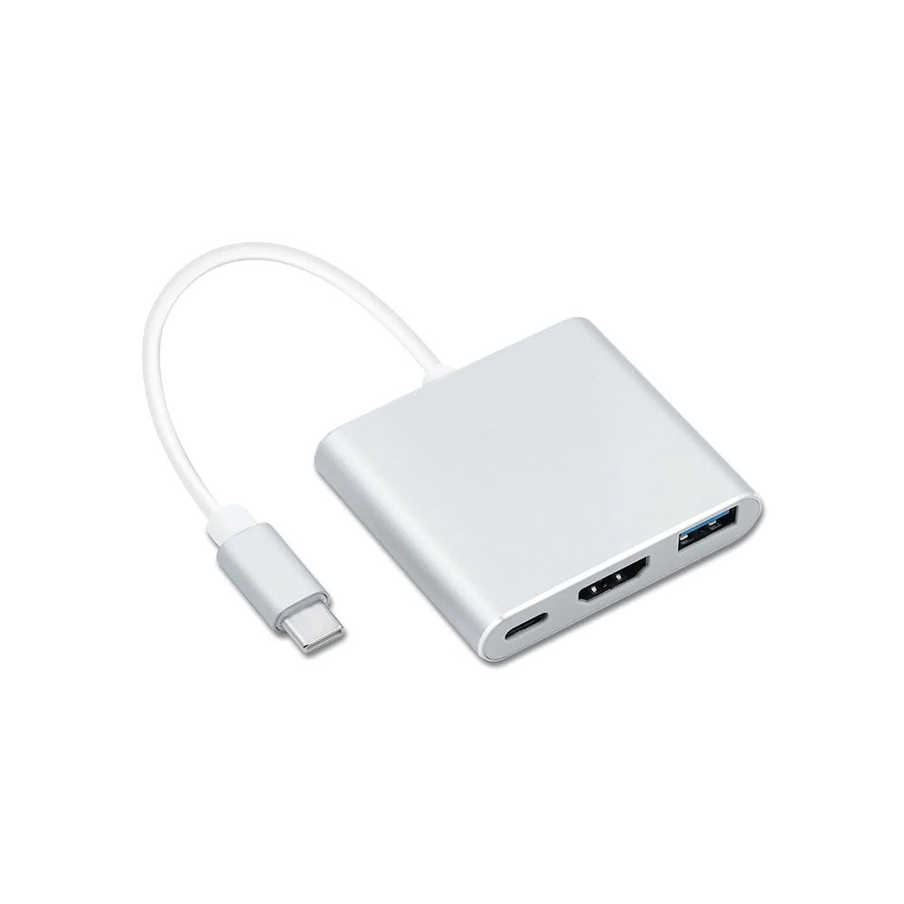 3-in-1 USB C Hub Adapter for MacBook, Laptop, PC, Tablet & Smartphone - 4K HDMI, USB 3.0, PD Charging - Space Gray - Perfect for Work, Travel & Home Office