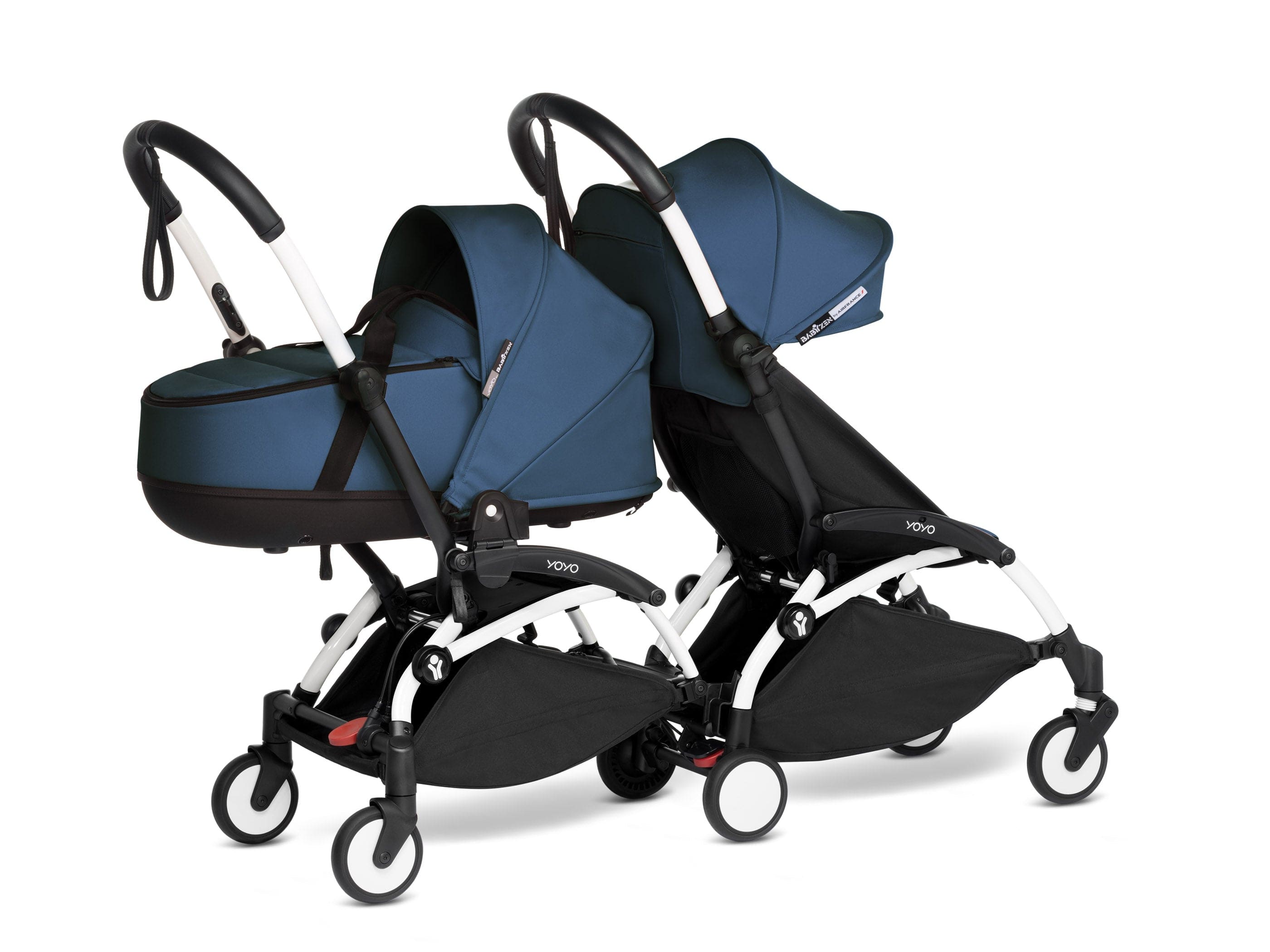 Stokke YOYO 3 Double Stroller for Twins - 6+ Months Front Seat with Bassinet Back - Lightweight Compact Travel Stroller for City Walks & Airplane Travel