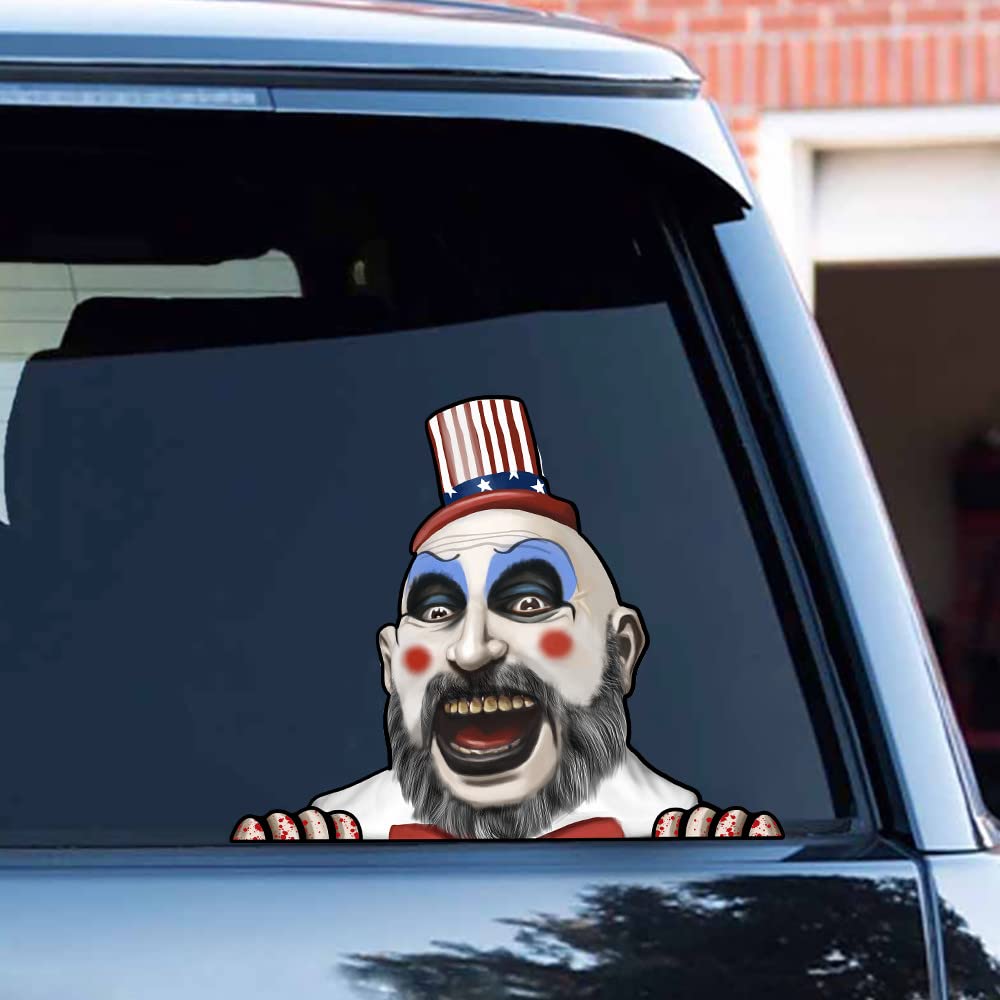 Leniutor Halloween Horror Peeking Stickers - Scary Movie Character Decals for Cars, Windows, Bumpers & Laptops - Waterproof Vinyl Stickers (1 Pack, Captain) - Perfect for Halloween Decorations & Horror Themed Parties