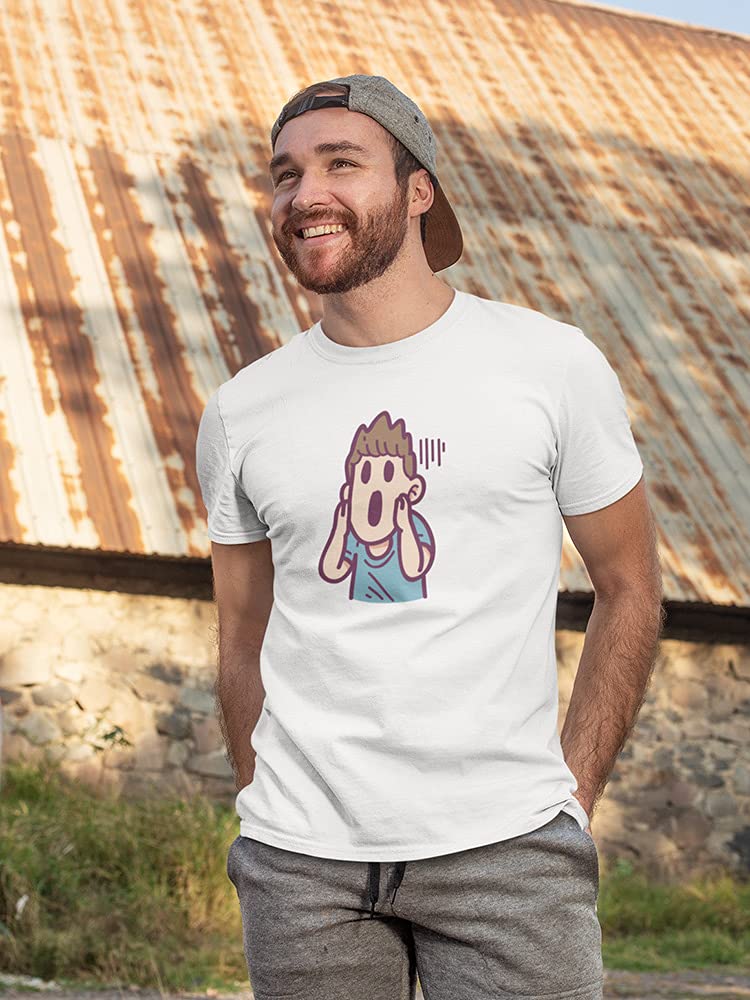 Funny Scared Man Cartoon T-Shirt for Men - Casual Graphic Tee for Everyday Wear, Parties, and Gifts