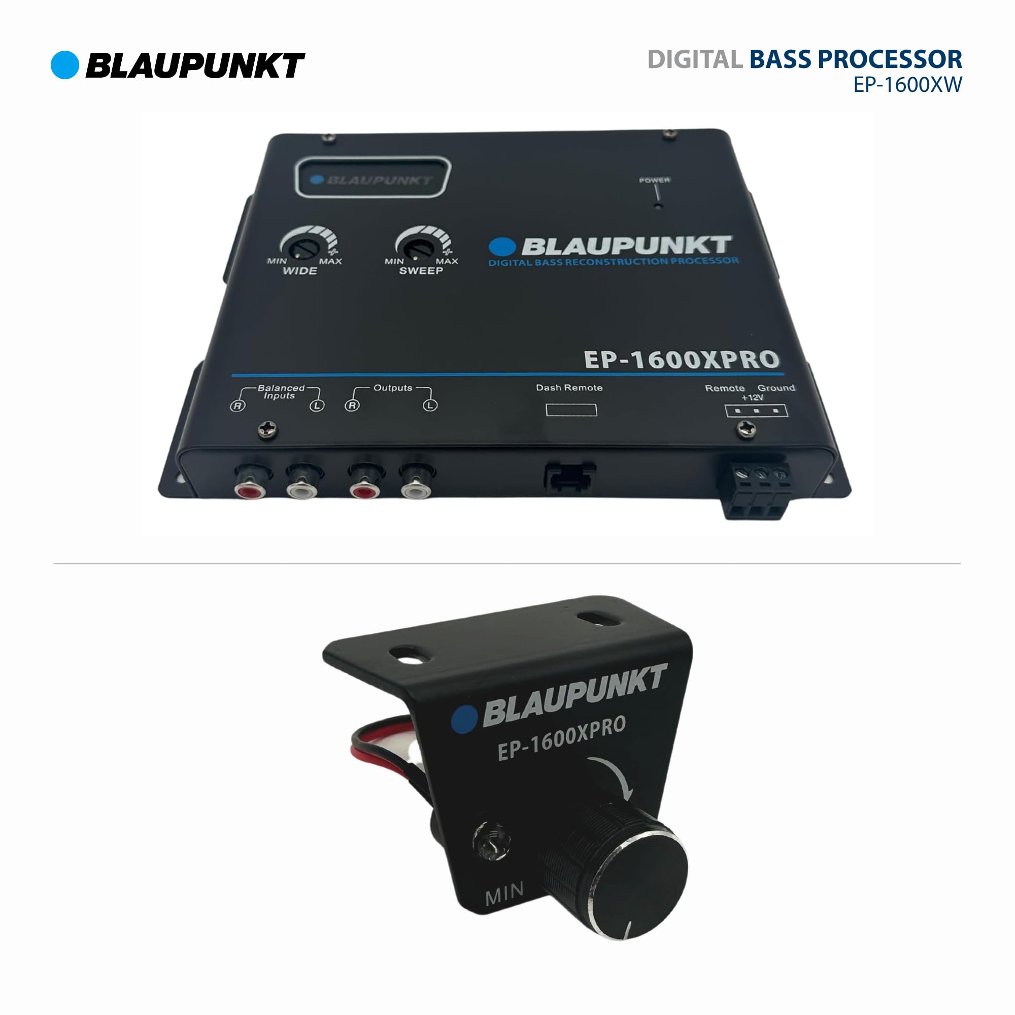 BLAUPUNKT EP-1600XPRO Digital Bass Enhancer Processor - Car Audio Booster with Digital Sound Restoration, Maximizer & Reproducer - Black - Perfect for Car Audio Systems & Bass Enhancement