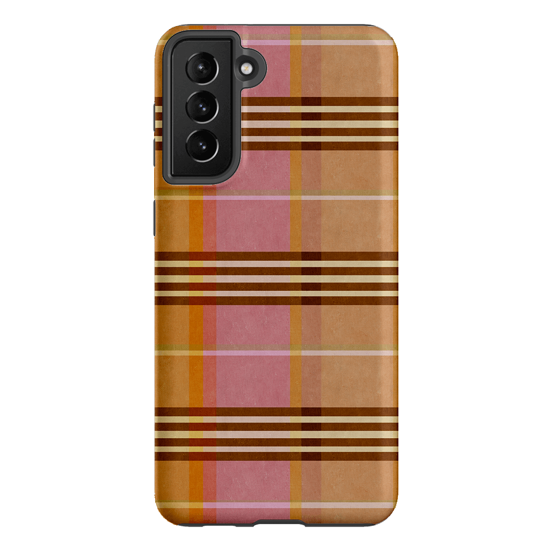 Peachy Plaid Phone Case for iPhone 15/14/13/12/11 Pro Max - Cute Tartan Pattern Protective Cover with Shockproof Design - Perfect for Everyday Use, Travel & Fashion Accessories