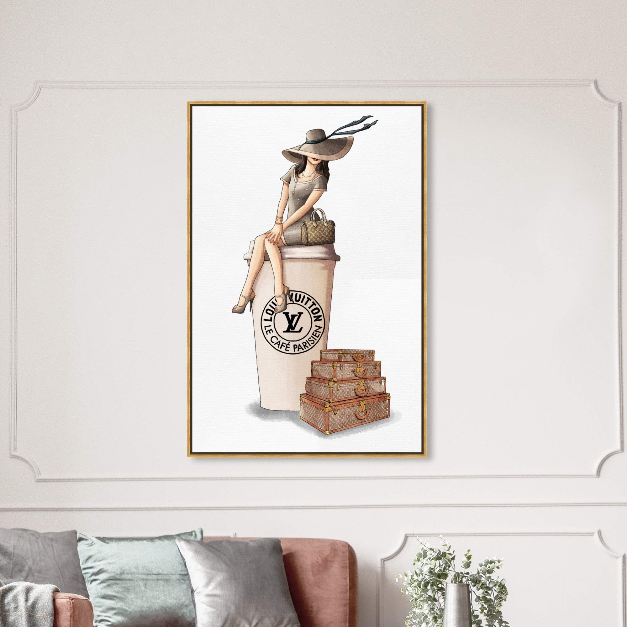 Oliver Gal Artist Co. 'Cafe au Lait Paris Dark' Framed Wall Art - 40x60 Inch Fashion Canvas Print for Home Décor, Brown & White Travel-Inspired Artwork | Perfect for Living Room, Bedroom or Office Wall Decor