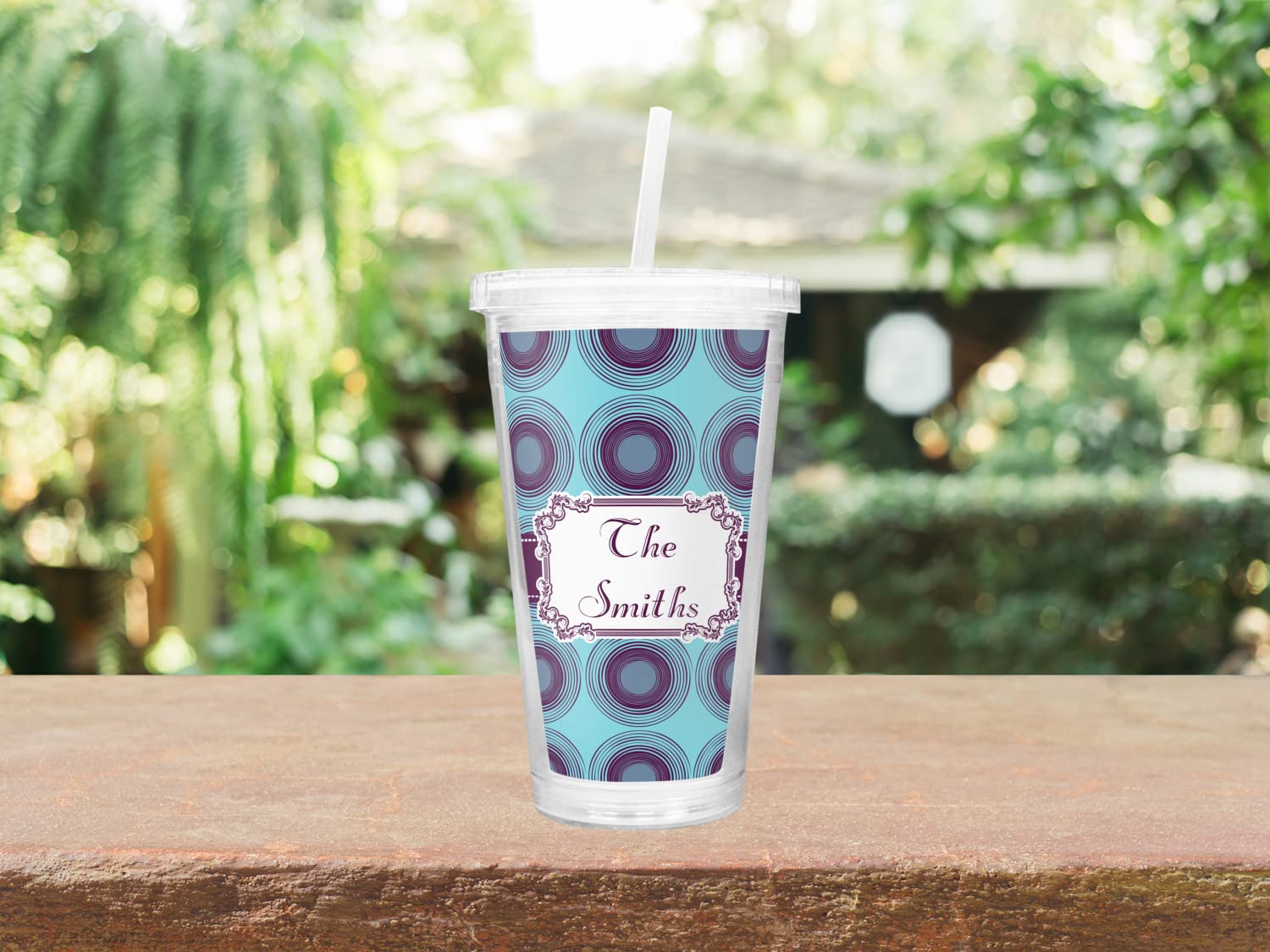 Personalized Concentric Circles Double Wall Insulated Tumbler with Straw and Lid - 20oz Stainless Steel Travel Mug for Hot & Cold Drinks - Perfect for Office, Gym, Hiking, and Outdoor Activities