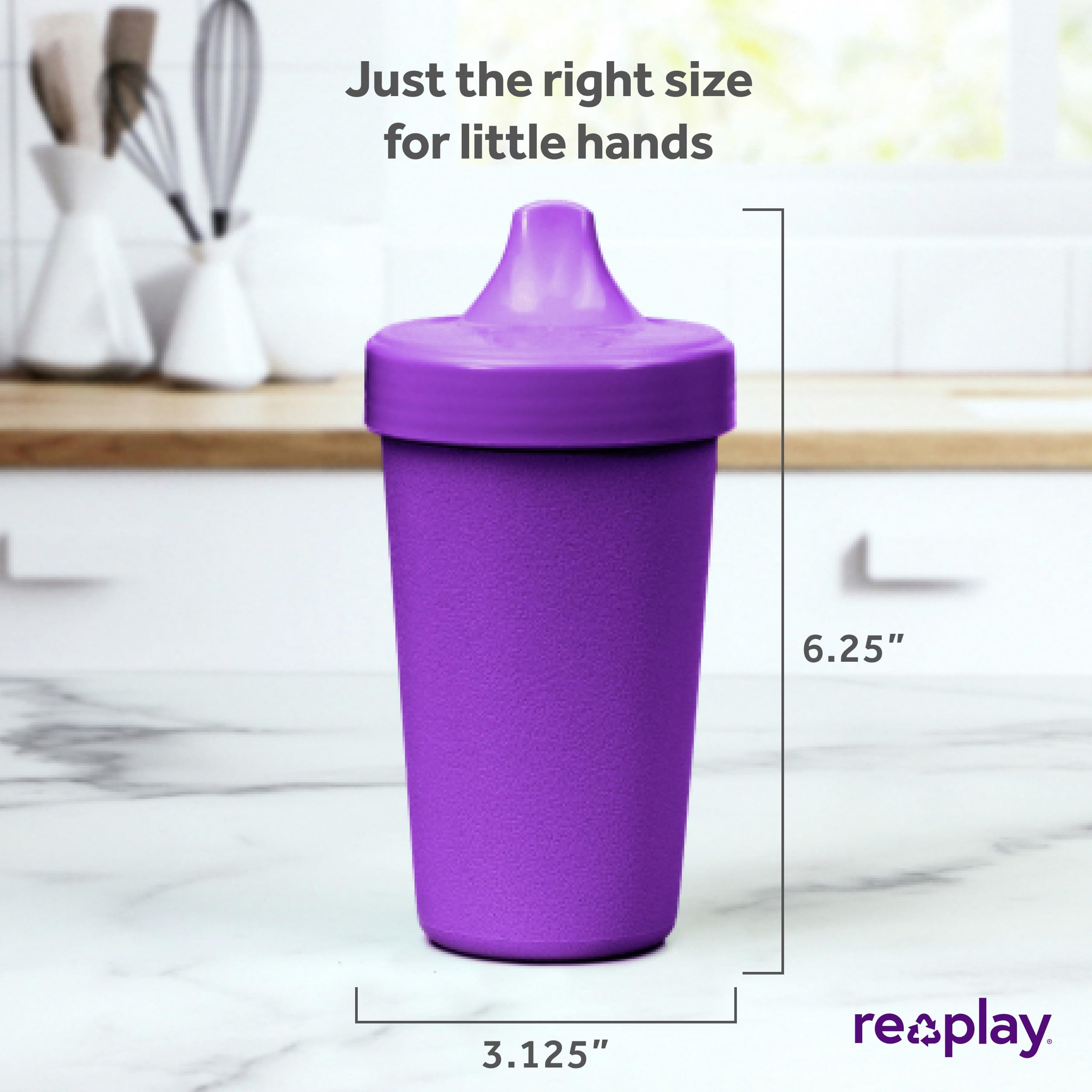 Re-Play Made in USA 2 Pack 10oz Toddler Sippy Cups - BPA-Free Spill Proof Training Cups for Kids, Dishwasher & Microwave Safe - Hard Spout Baby Cups (3.13