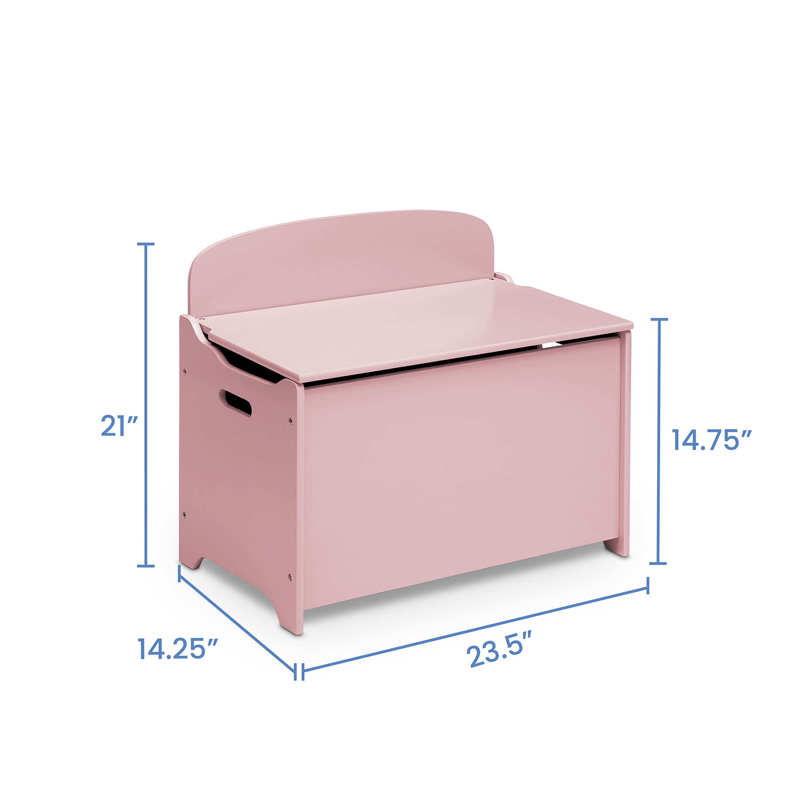 Delta Children MySize Deluxe Toy Storage Box with Lid - Dusty Rose Pink | Organize Kids' Room, Nursery, Playroom Toys & Books | Durable Wooden Toy Chest for Boys & Girls