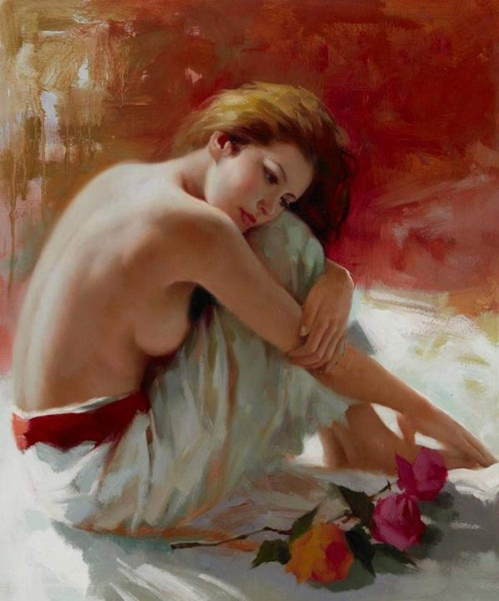 GDPOOTREE Abstract Nude Woman Oil Painting on Canvas - 50x70cm Wall Art, Modern Female Figure Poster & Print for Living Room Decor, Bedroom, Office | Sexy Lady Body Artwork, Framed Canvas Painting