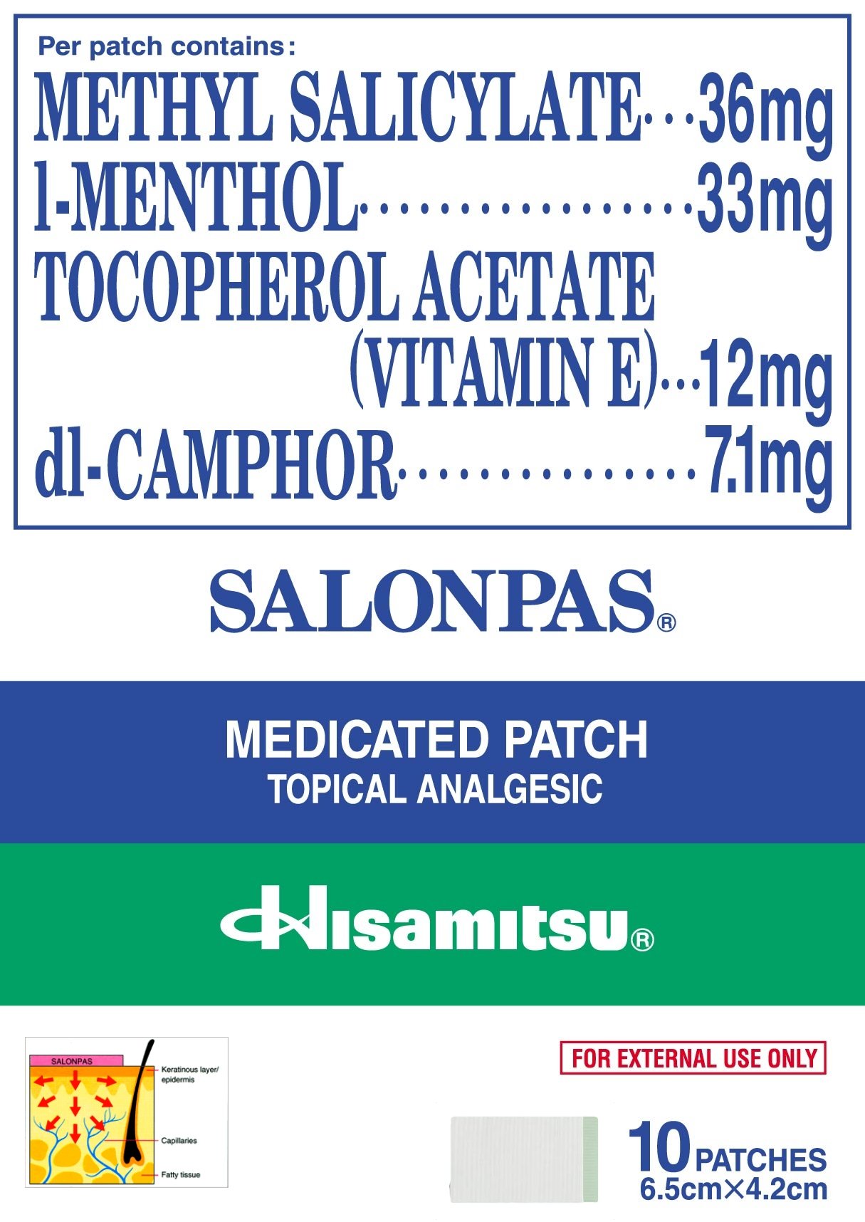 Salonpas Pain Relief Medicated Patch - Small Size 2.83